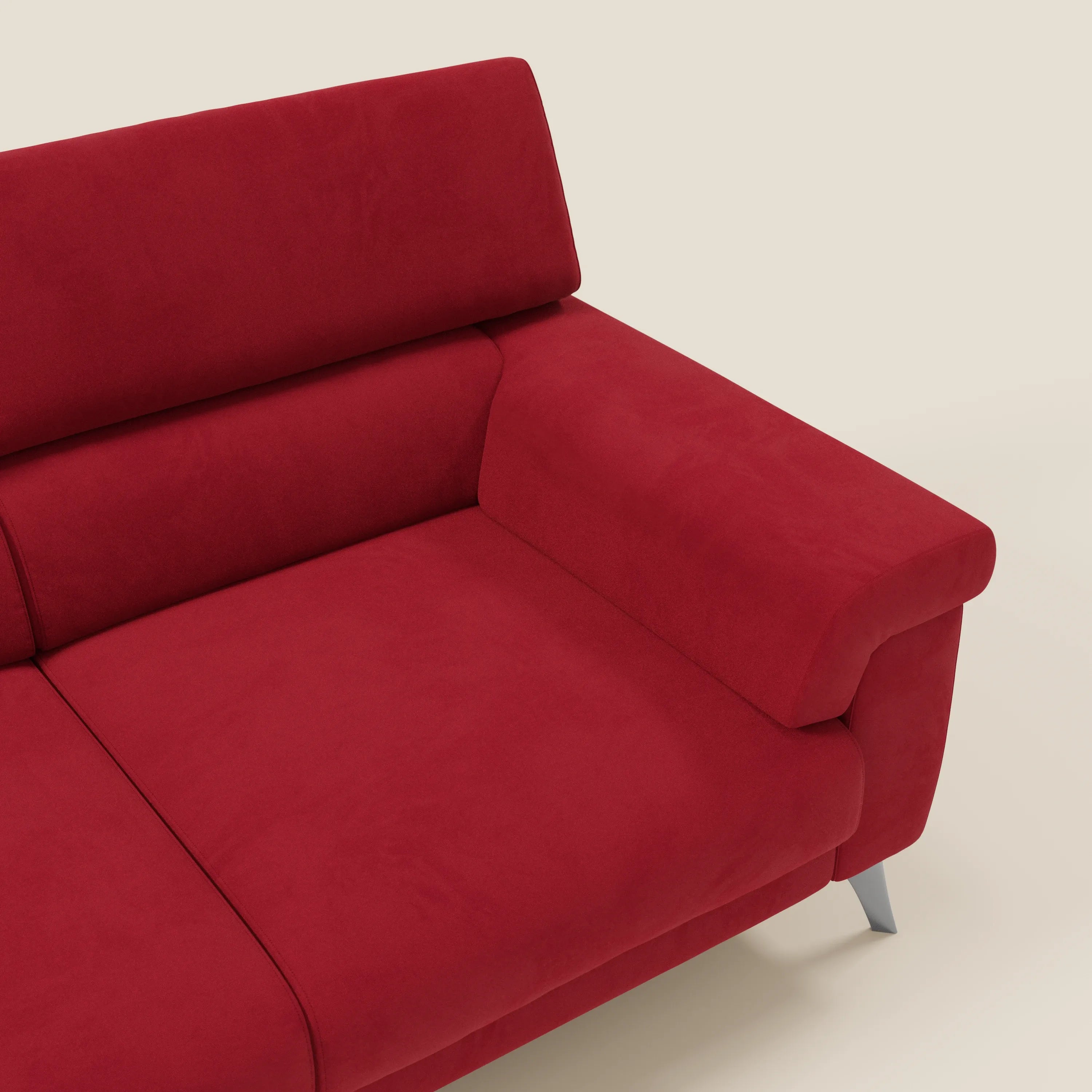 Raffaello Sofa mit 3 ausziehbaren Sitzen und verstellbaren Kopfstützen aus waschbarer Mikrofaser T11 rot