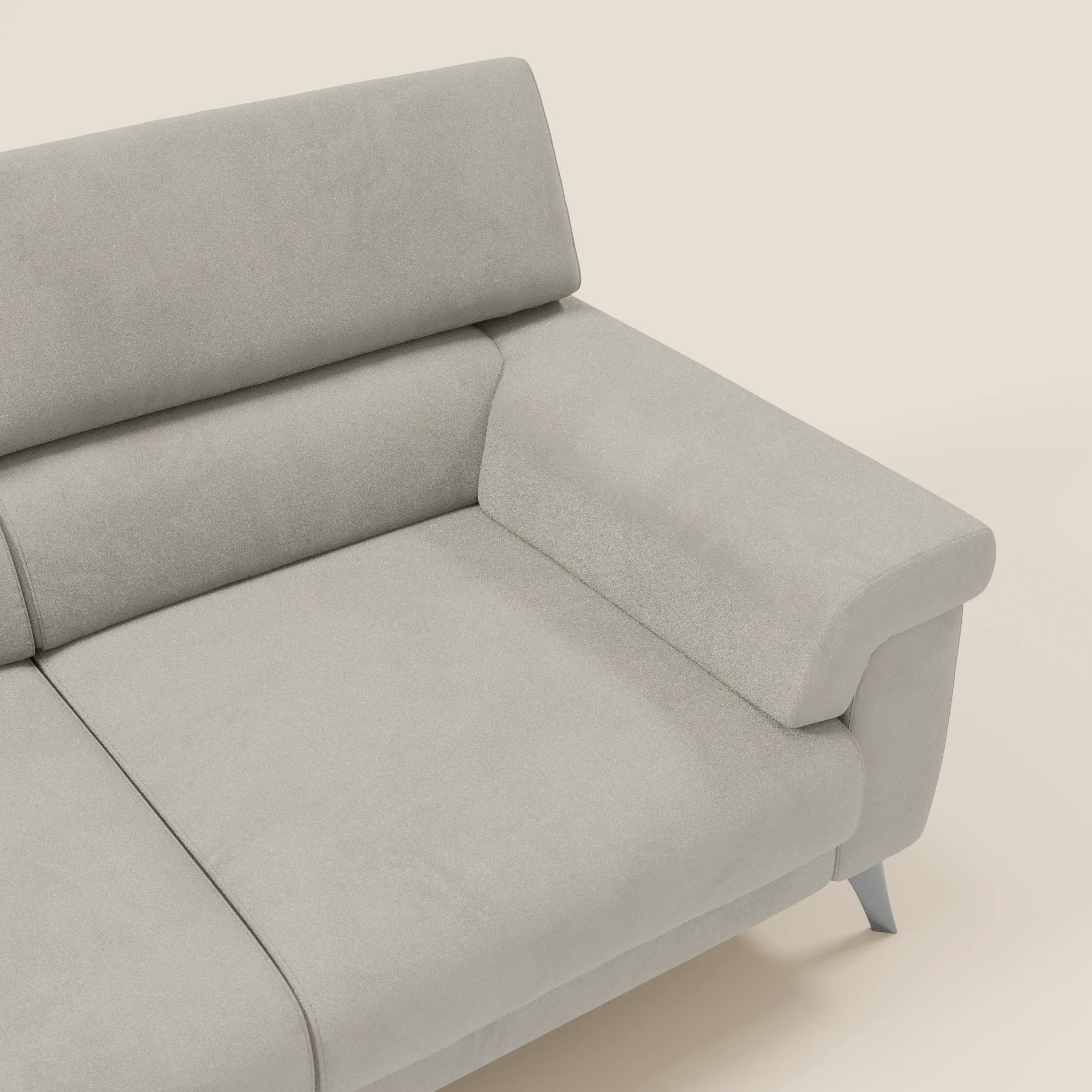 Raffaello Sofa mit 3 ausziehbaren Sitzen und verstellbaren Kopfstützen aus waschbarer Mikrofaser T11 creme