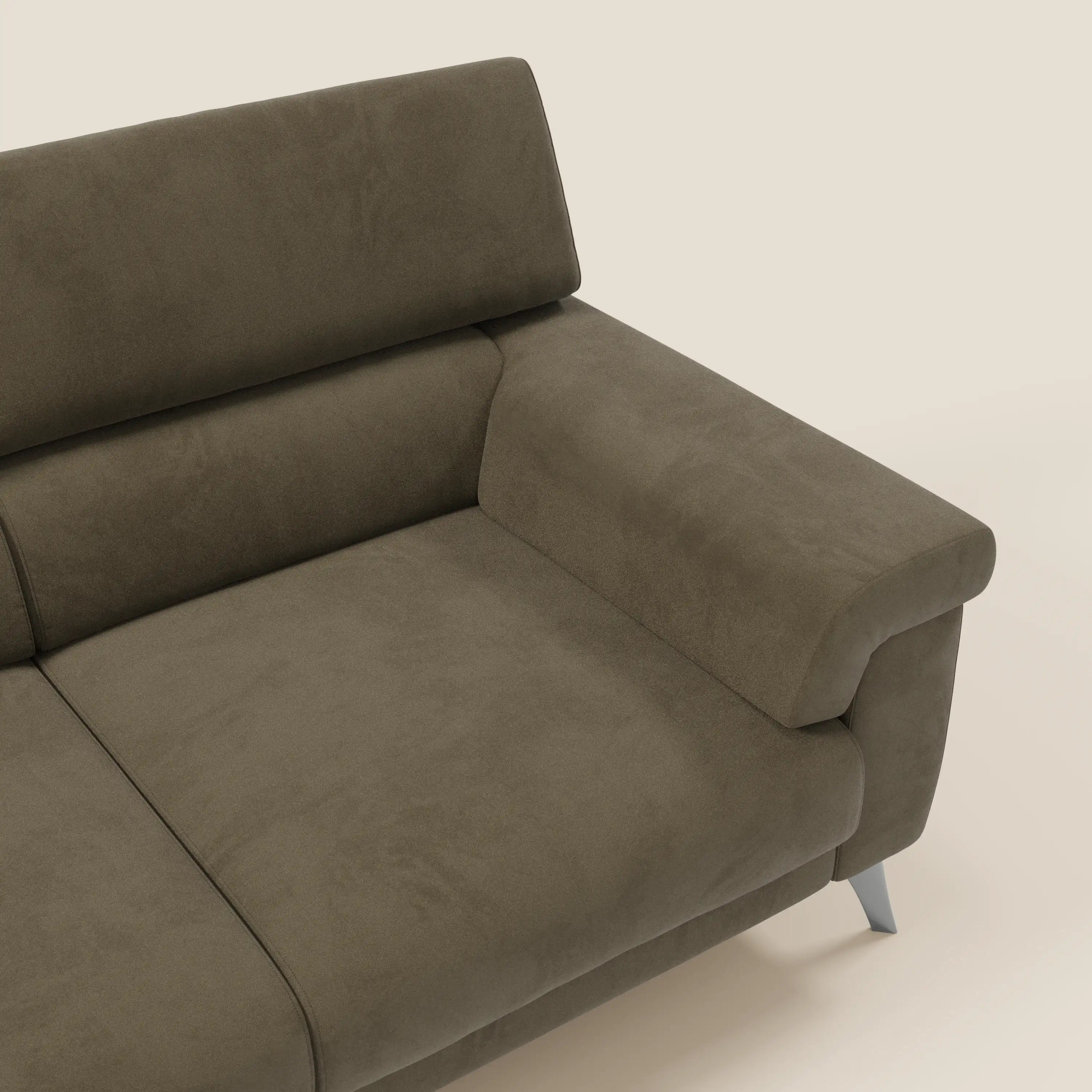 Raffaello Sofa mit 3 ausziehbaren Sitzen und verstellbaren Kopfstützen aus waschbarer Mikrofaser T11 braun