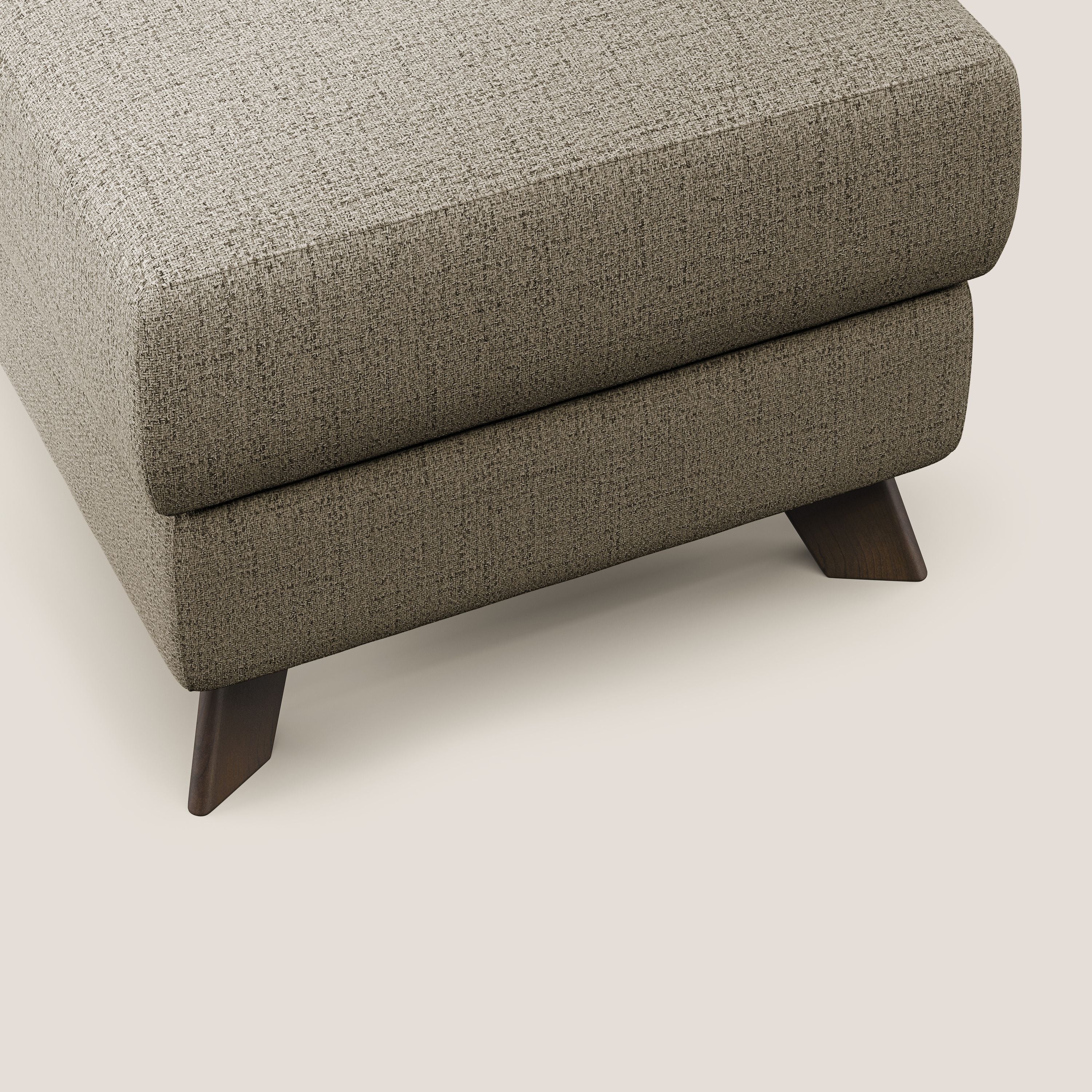 Moon Pouf contenitore e piedini alti in tessuto morbido impermeabile fiammato T03 marrone - divani.store