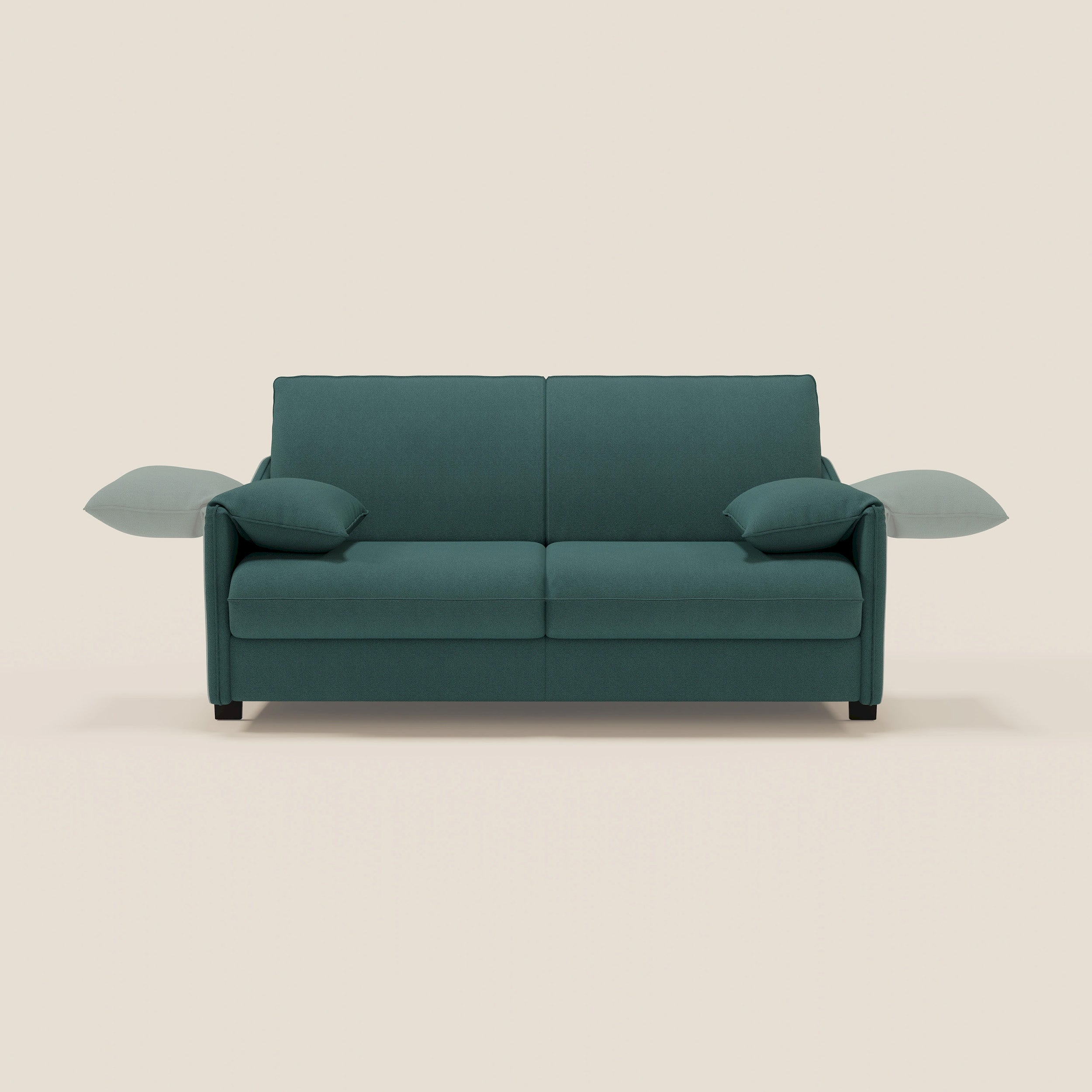 Primula divano letto con materasso alto 18 cm - braccioli mobili e tessuto smacchiabile T05 - divani.store
