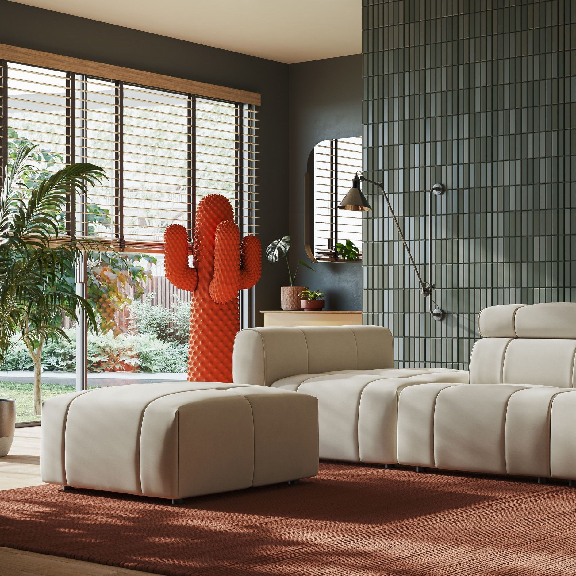 Giotto pouf in morbida microfibra effetto velluto impermeabile idrorepellente T09 carta da zucchero - divani.store