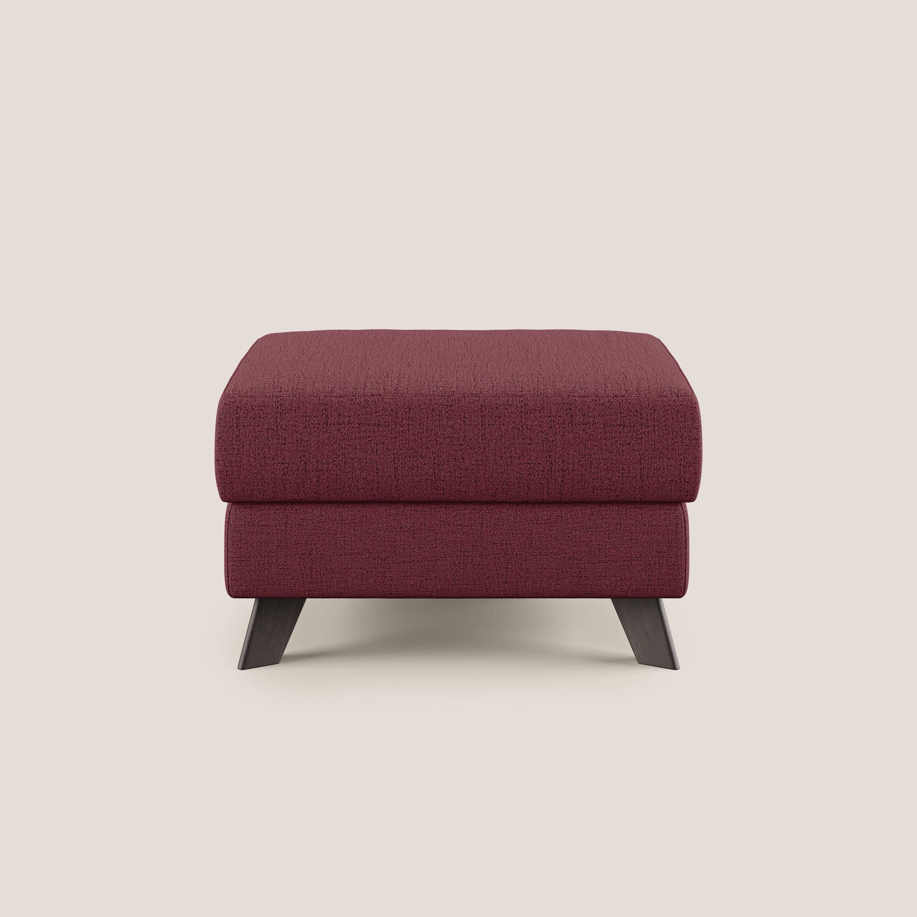 Moon Pouf contenitore e piedini alti in tessuto morbido impermeabile fiammato T03 rosso - divani.store