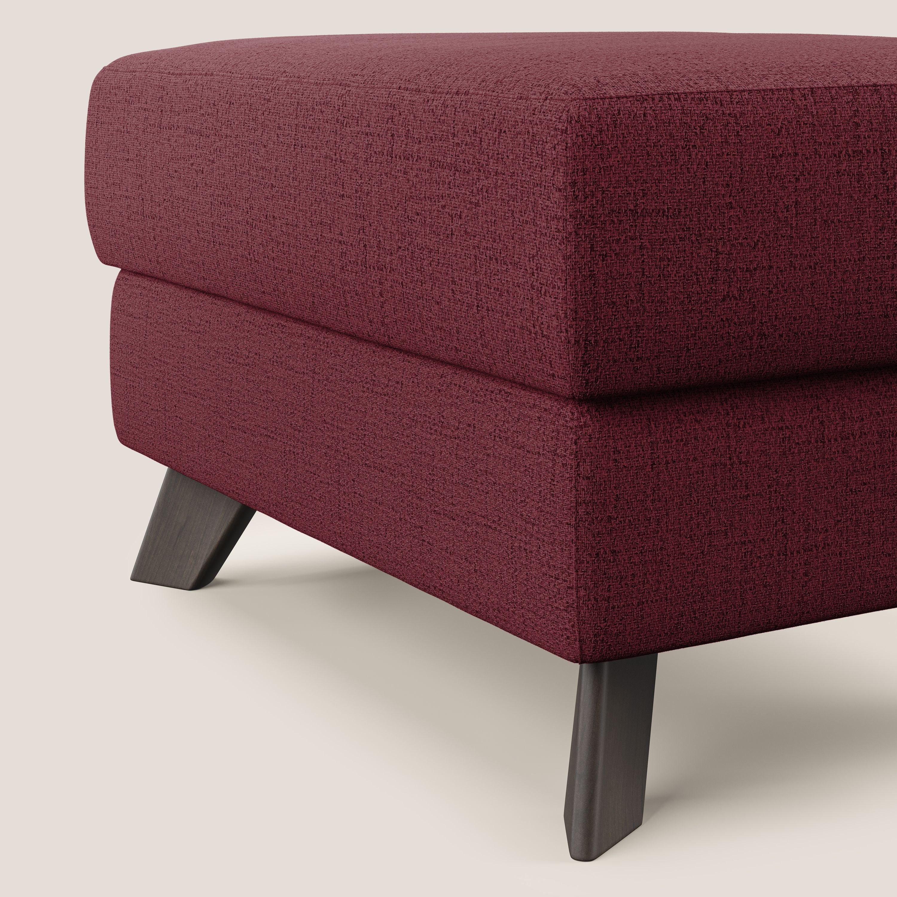 Moon Pouf contenitore e piedini alti in tessuto morbido impermeabile fiammato T03 rosso - divani.store