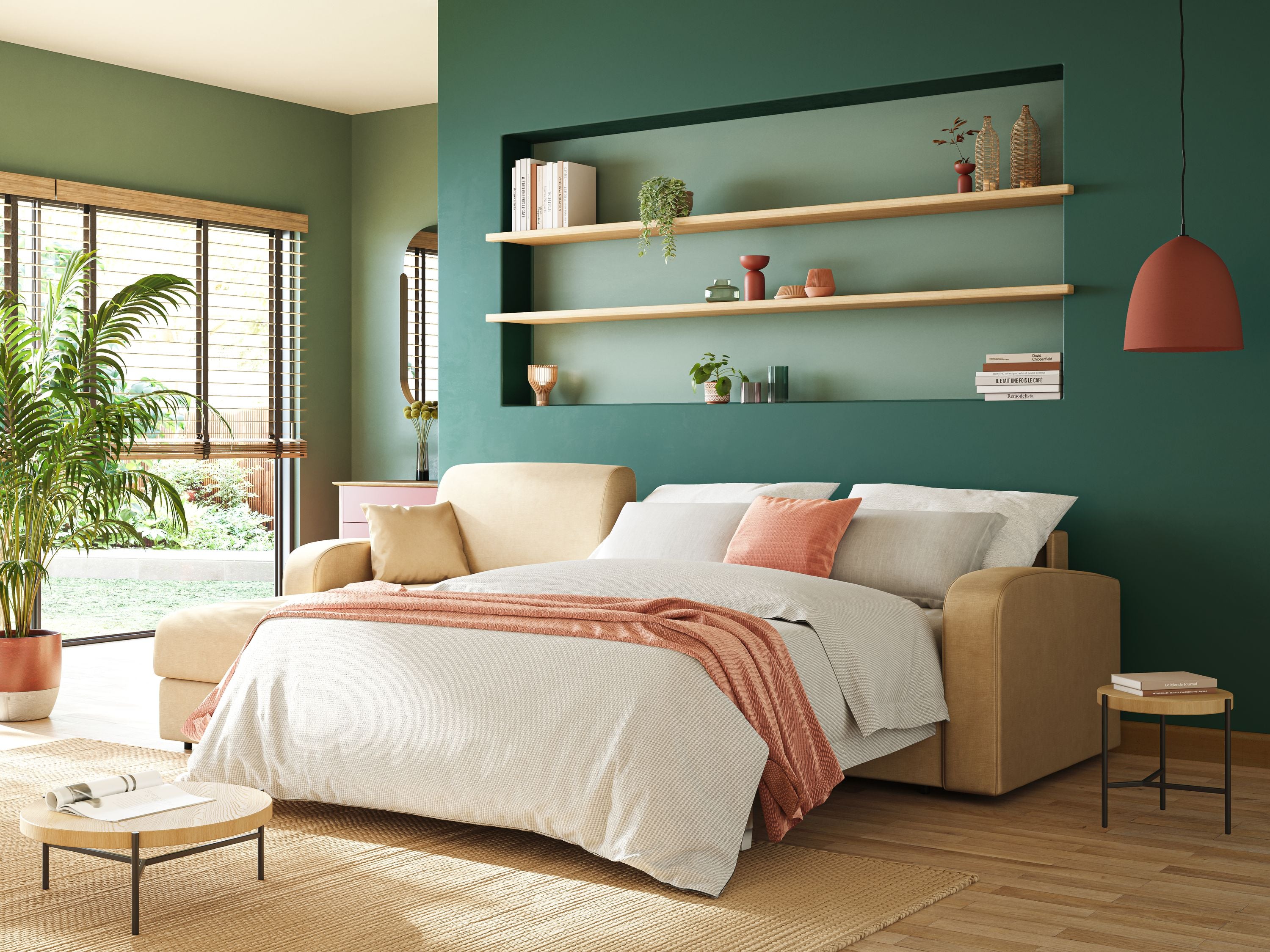 Lebron Divano letto angolare con penisola in velluto morbido T01 - divani.store