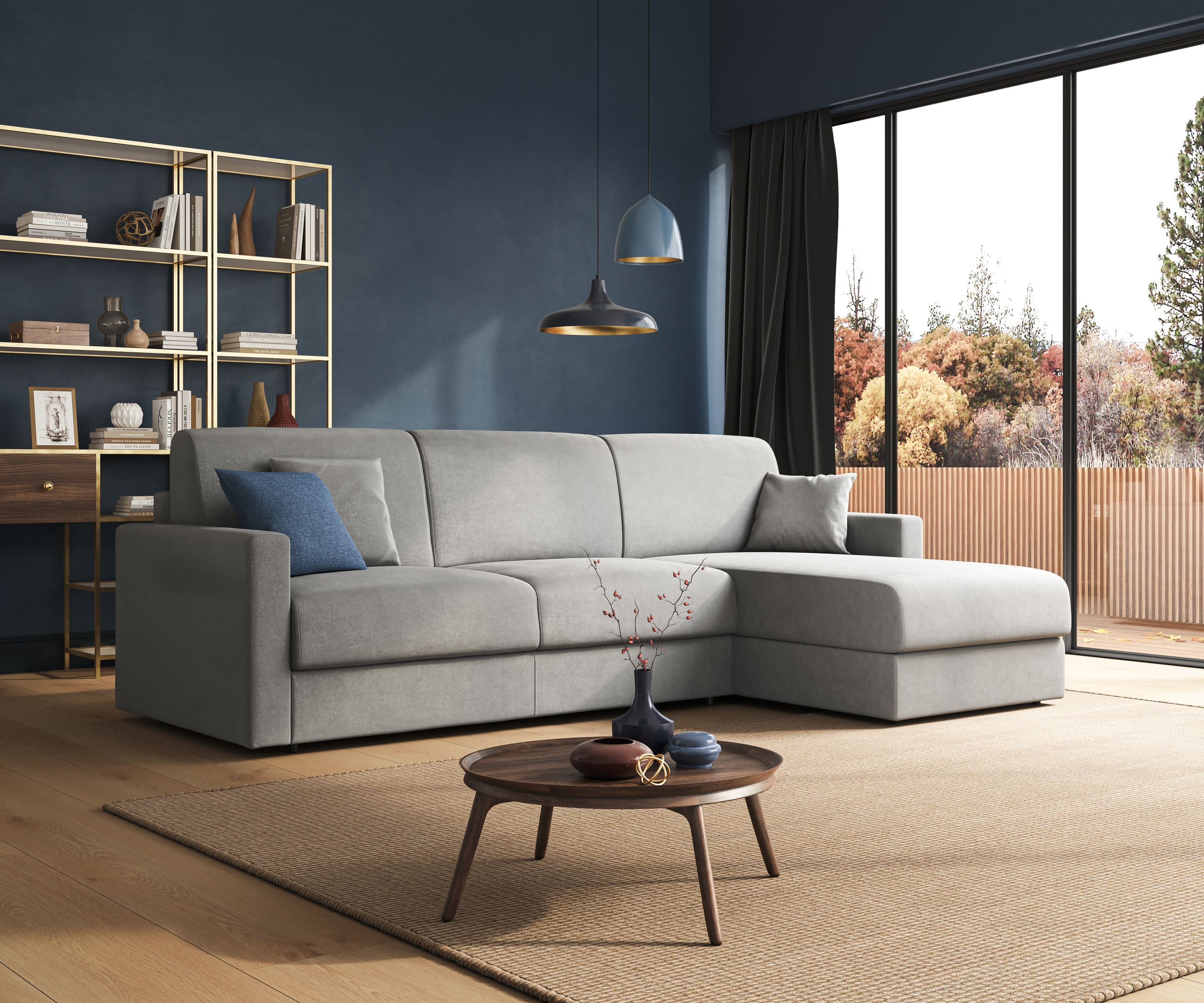 Chris Divano letto angolare con penisola in microfibra smacchiabile T11 - divani.store