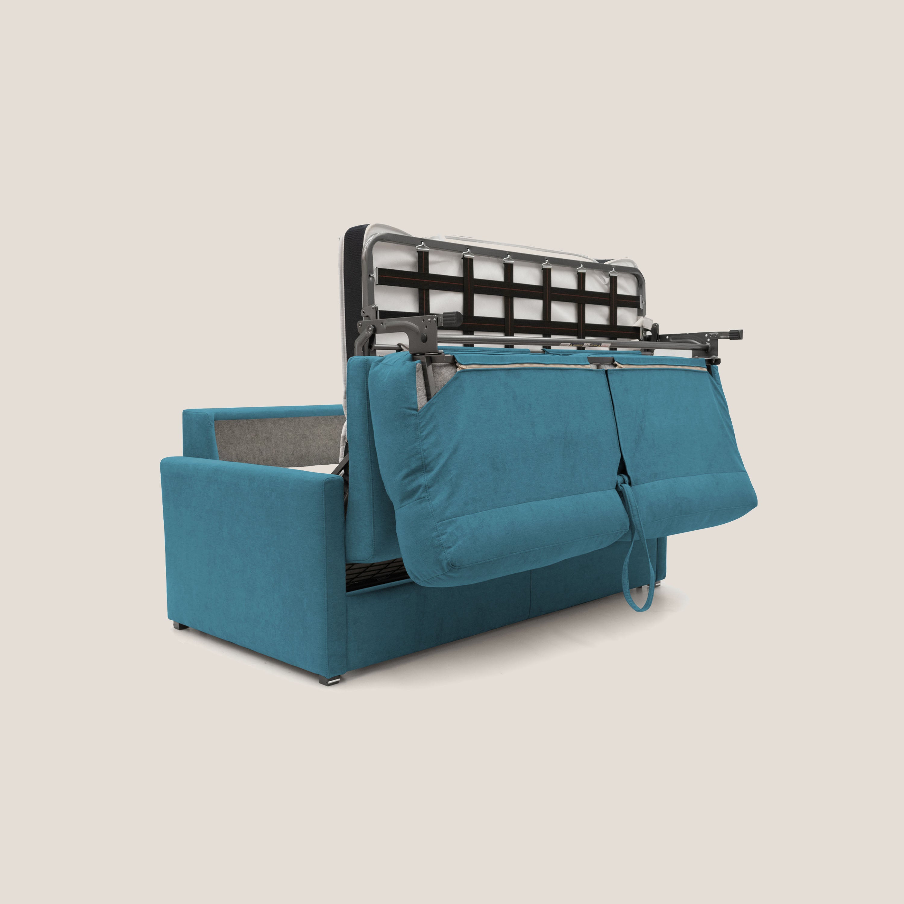 Margot Divano letto matrimoniale con schienale morbido alto in tessuto T02 - divani.store