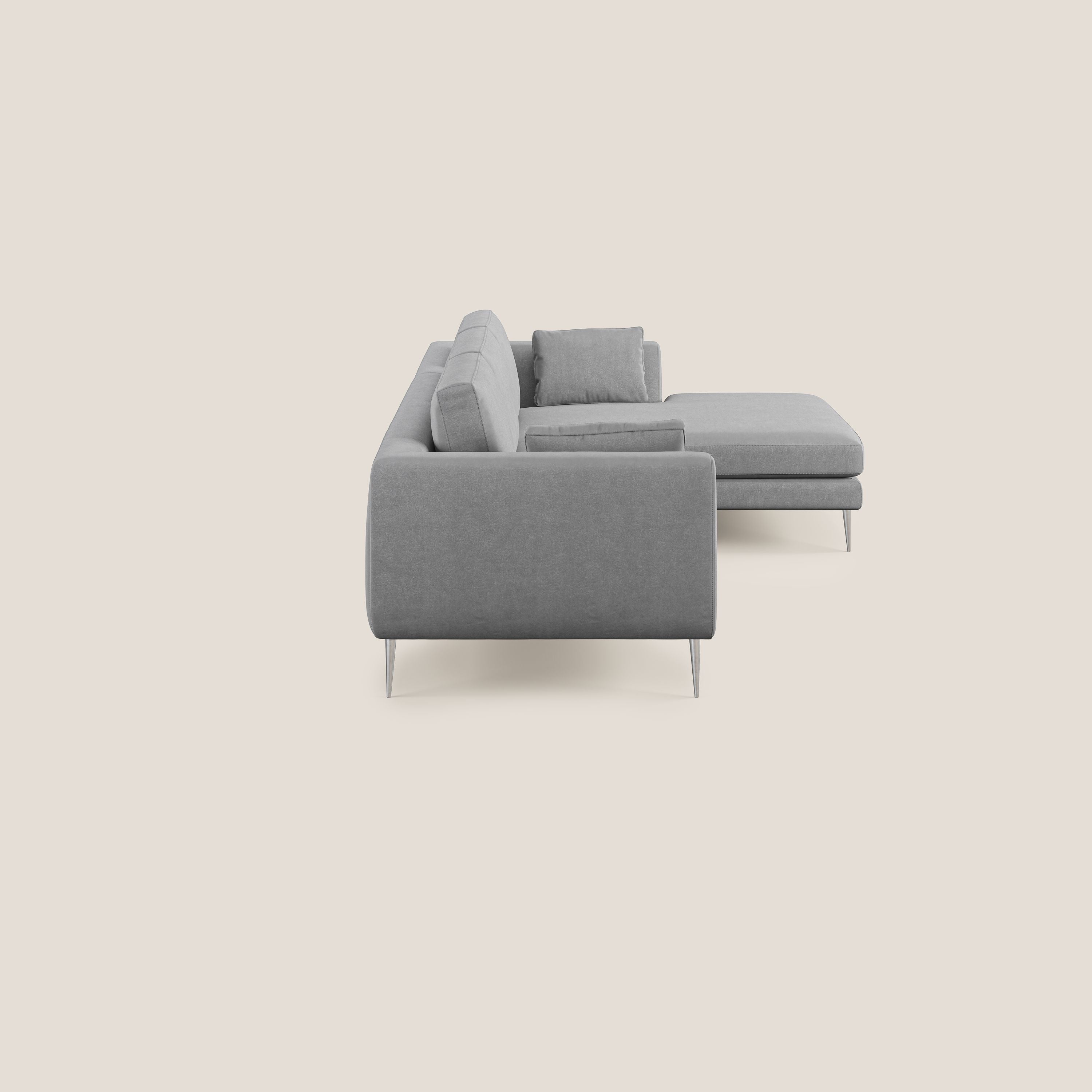 Plano divano moderno angolare con penisola in microfibra smacchiabile T11 - divani.store