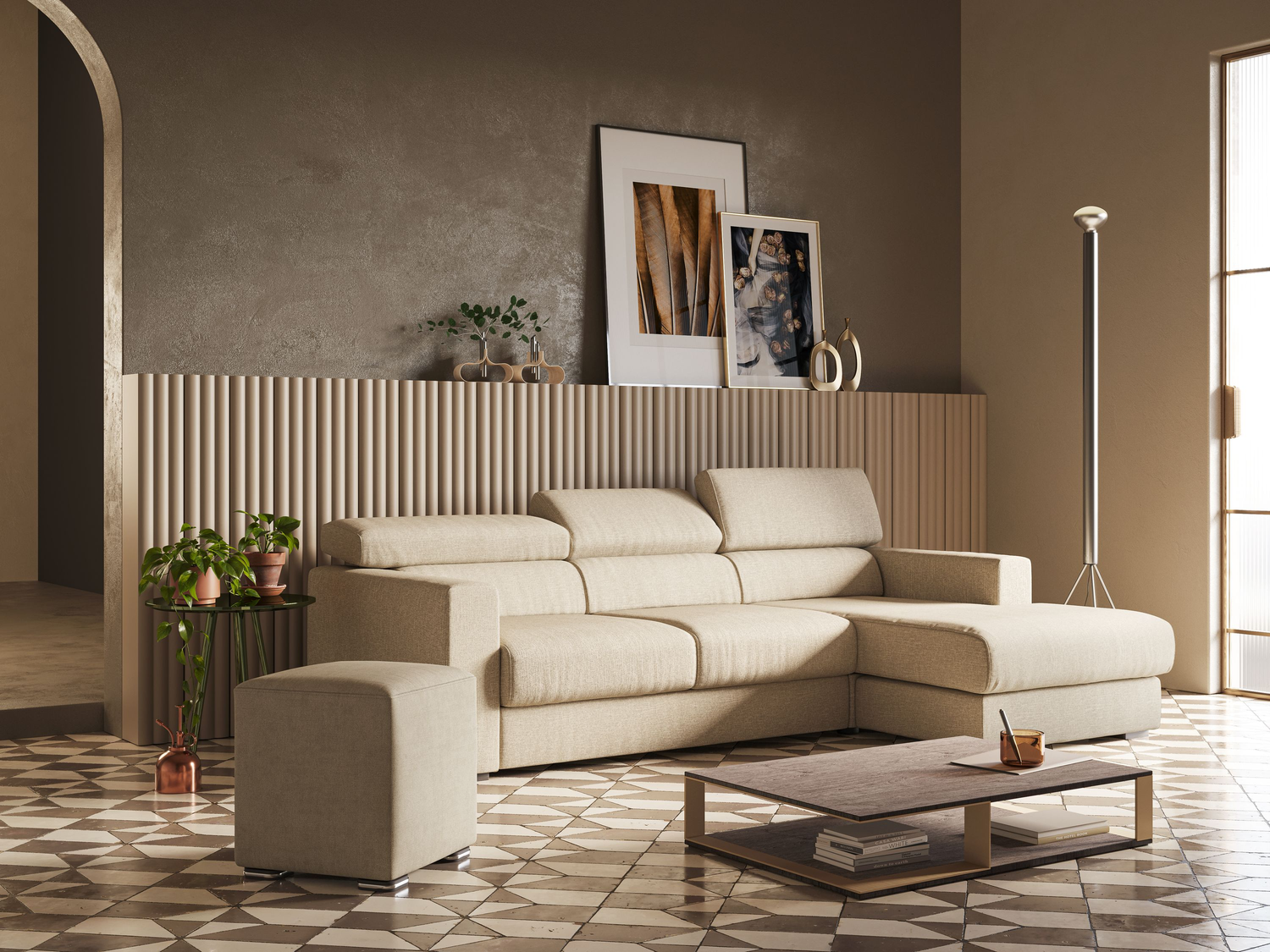 Divano con chaise longue in un salotto piccolo - divani.store