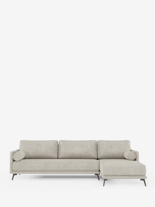Basalto – Modernes Ecksofa mit Halbinsel– Metallgestell und daunenkissenmit fleckenabweisendem Bezug T31