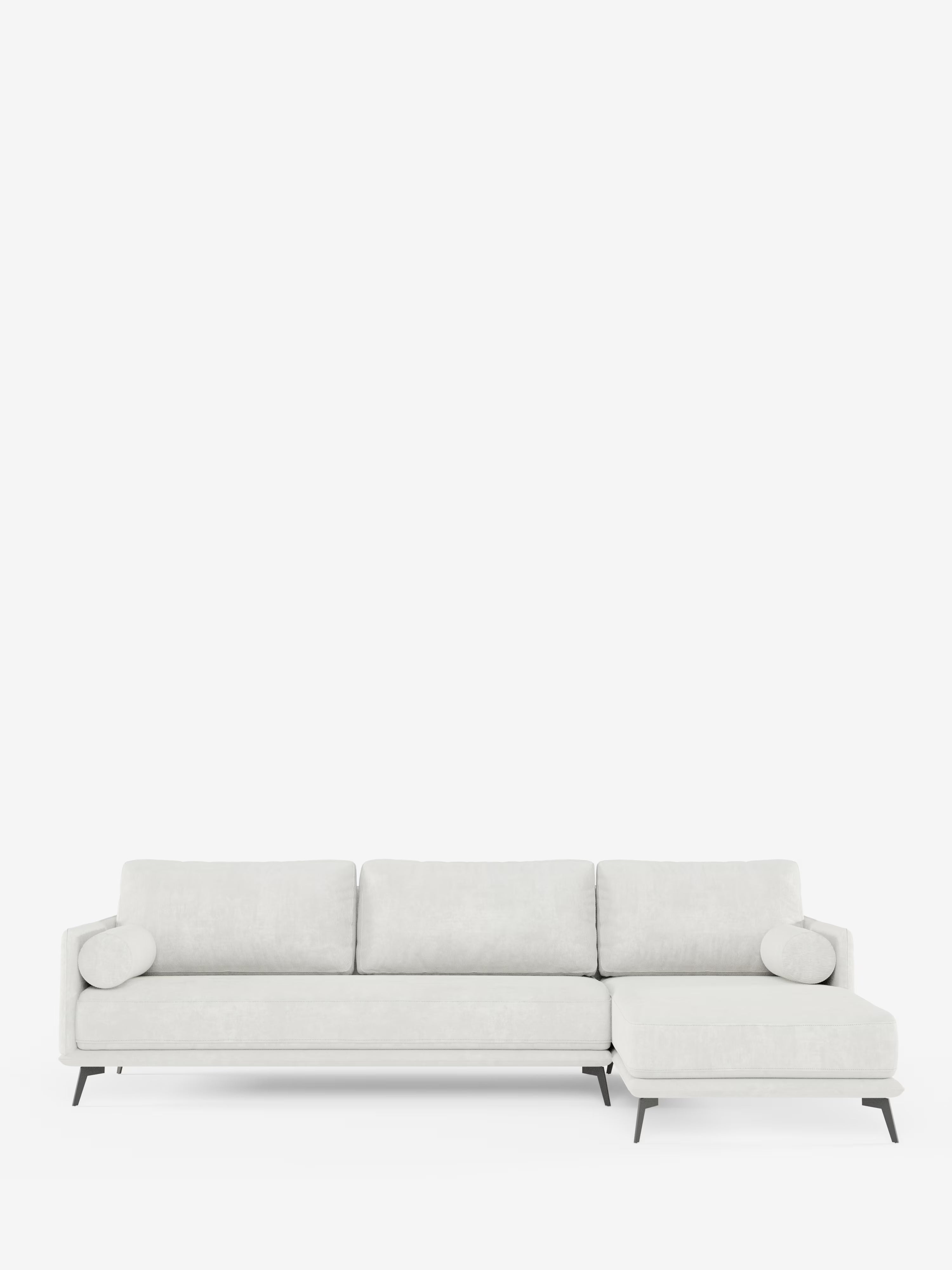Basalto – Modernes Ecksofa mit Halbinsel– Metallgestell und daunenkissenmit fleckenabweisendem Bezug T31
