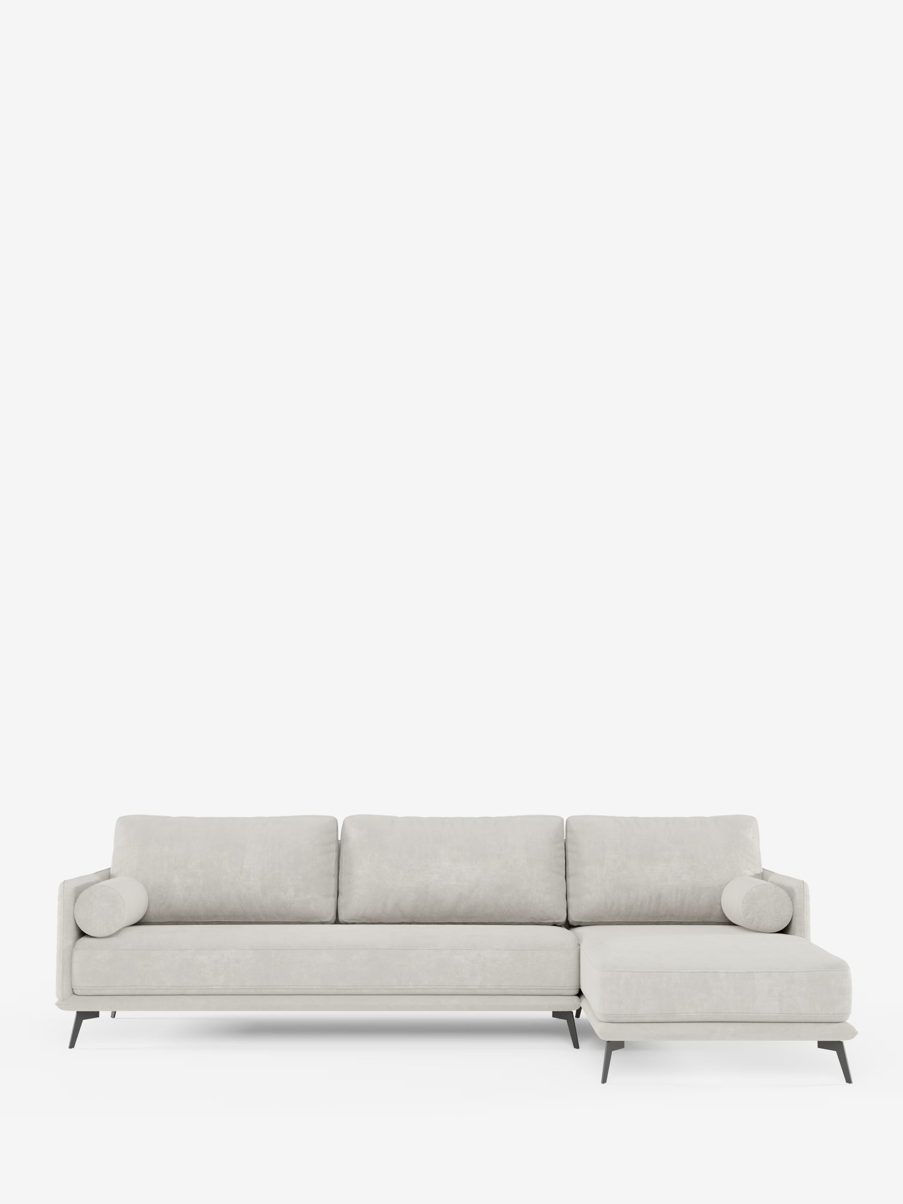 Basalto – Modernes Ecksofa mit Halbinsel– Metallgestell und daunenkissenmit fleckenabweisendem Bezug T31