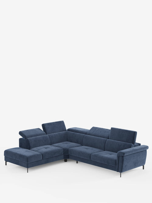 Capri Eck-Schlafsofa mit verstellbaren Kopfstützen und einer Hochleistungsmatratze aus fleckenabweisender Samtstoff T30