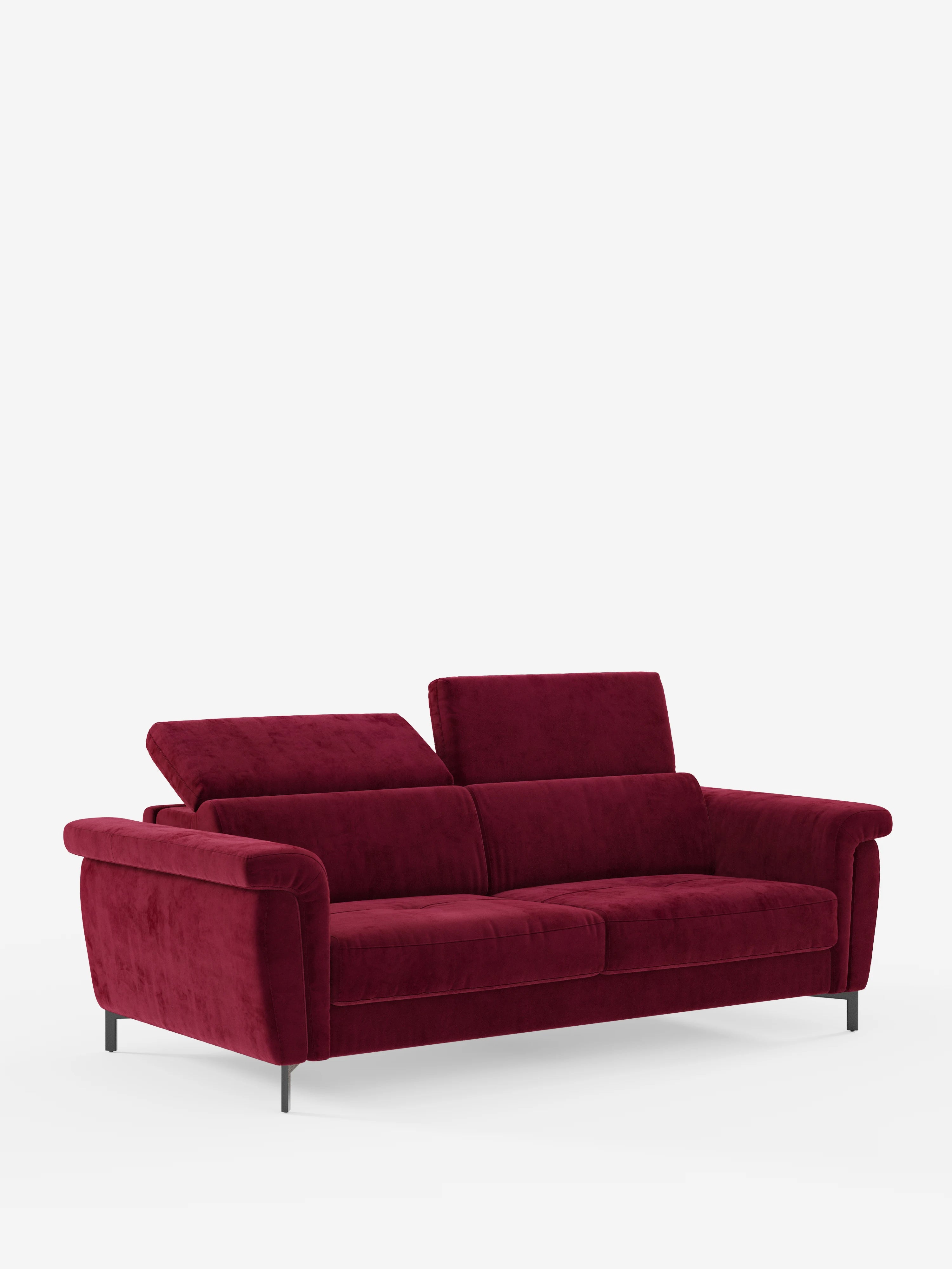 Capri – Design-Schlafsofa mit hohen Füßen – verstellbare Kopfstützen aus edlem, fleckenabweisendem Stoff in Samtstoff T30