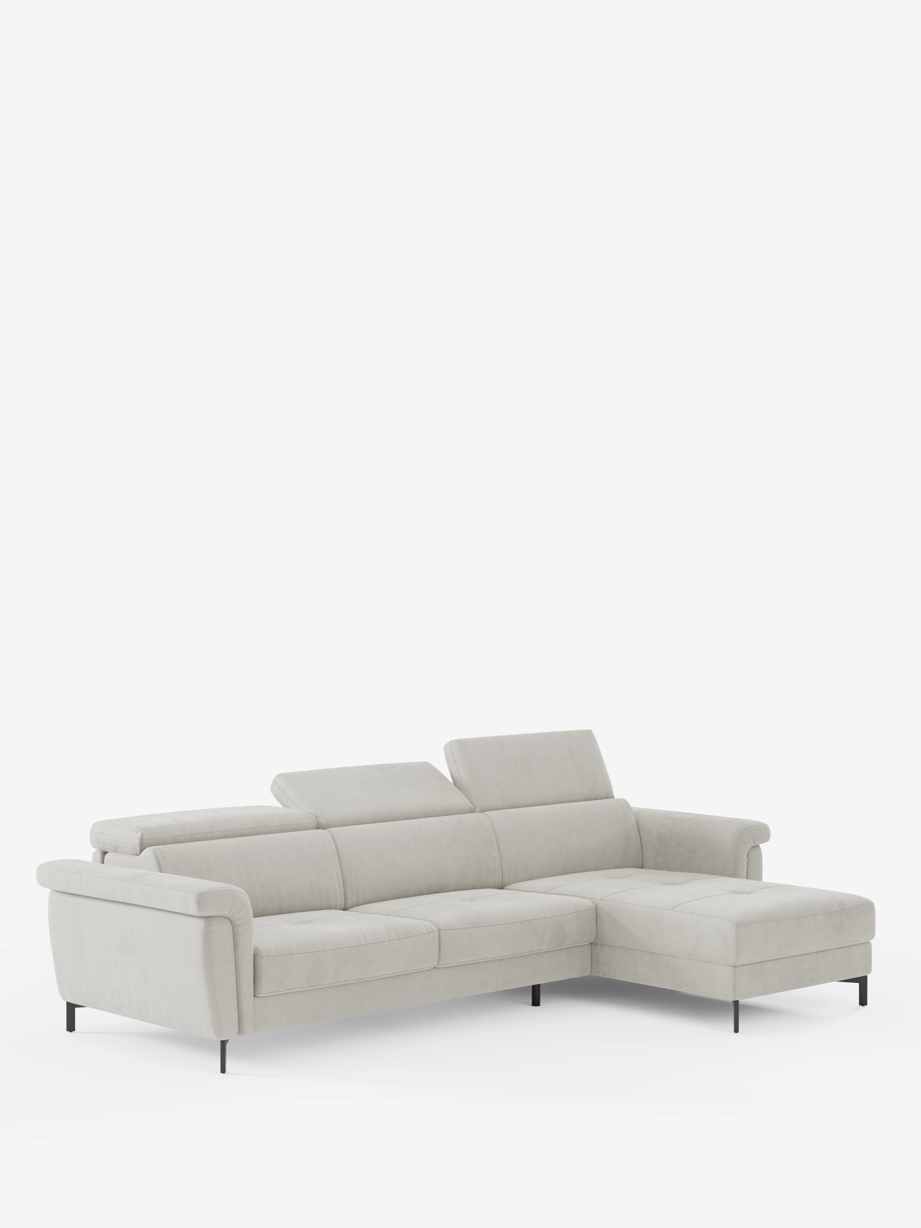 Capri Divano letto angolare con penisola contenitore e poggiatesta reclinabili - elegante tessuto smacchiabile T30