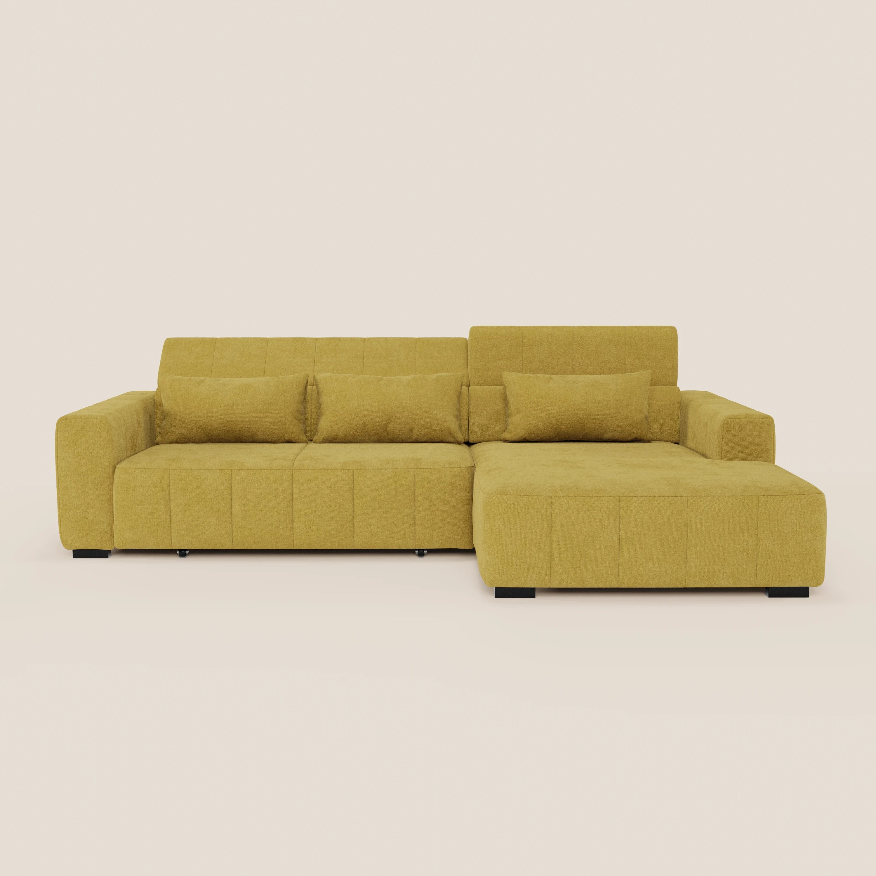 Doric Divano angolare con penisola e sedute allungabili con relax elettrico - poggiatesta reclinabili in tessuto smacchiabile T23 - divani.store