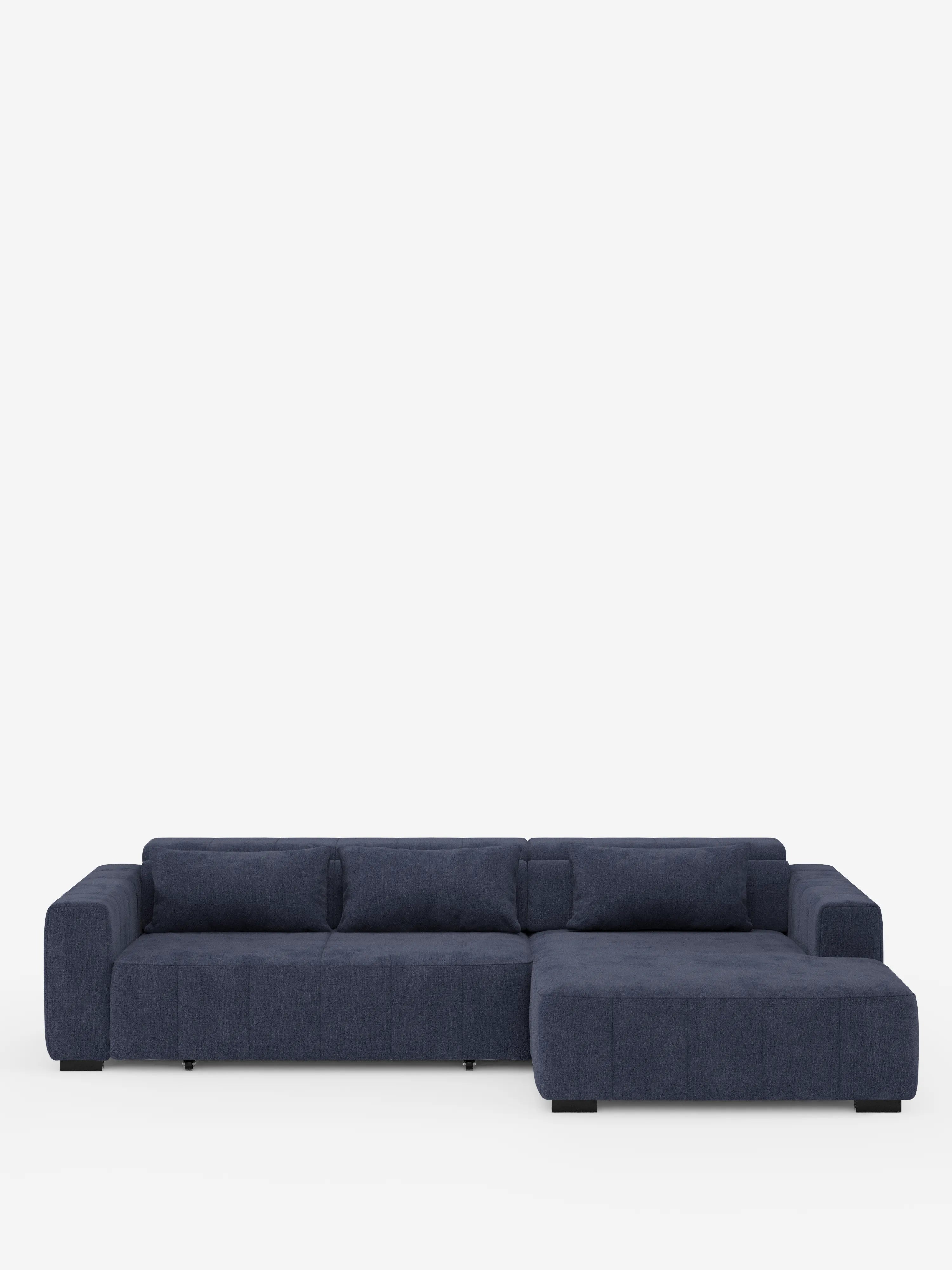 Doric Ecksofa mit Ottomane und ausziehbaren Sitzen mit elektrischem Relax – verstellbare Kopfstützen aus fleckenabweisendem Stoff T23