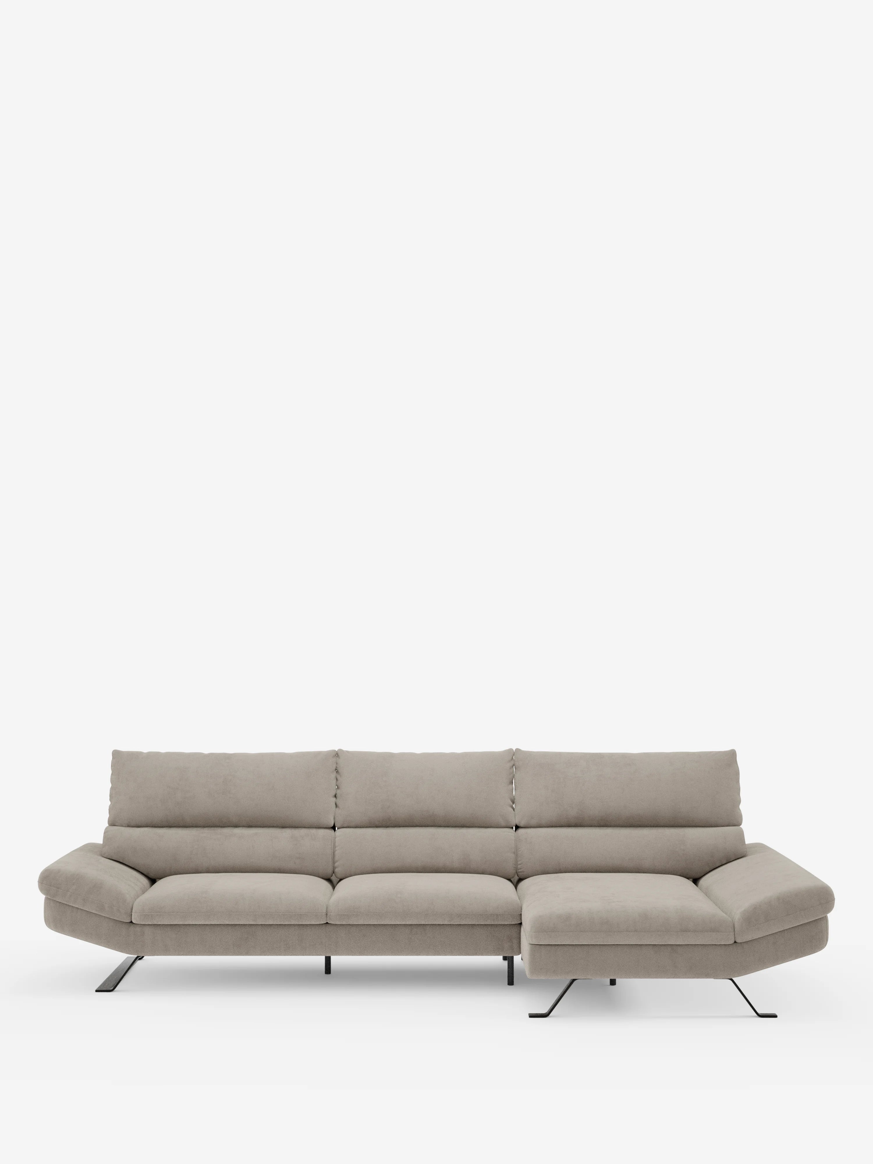 Eclipse Ecksofa mit Ottomane und verschiebbaren Rückenlehnen aus technischer, fleckenabweisender Mikrofaser T11