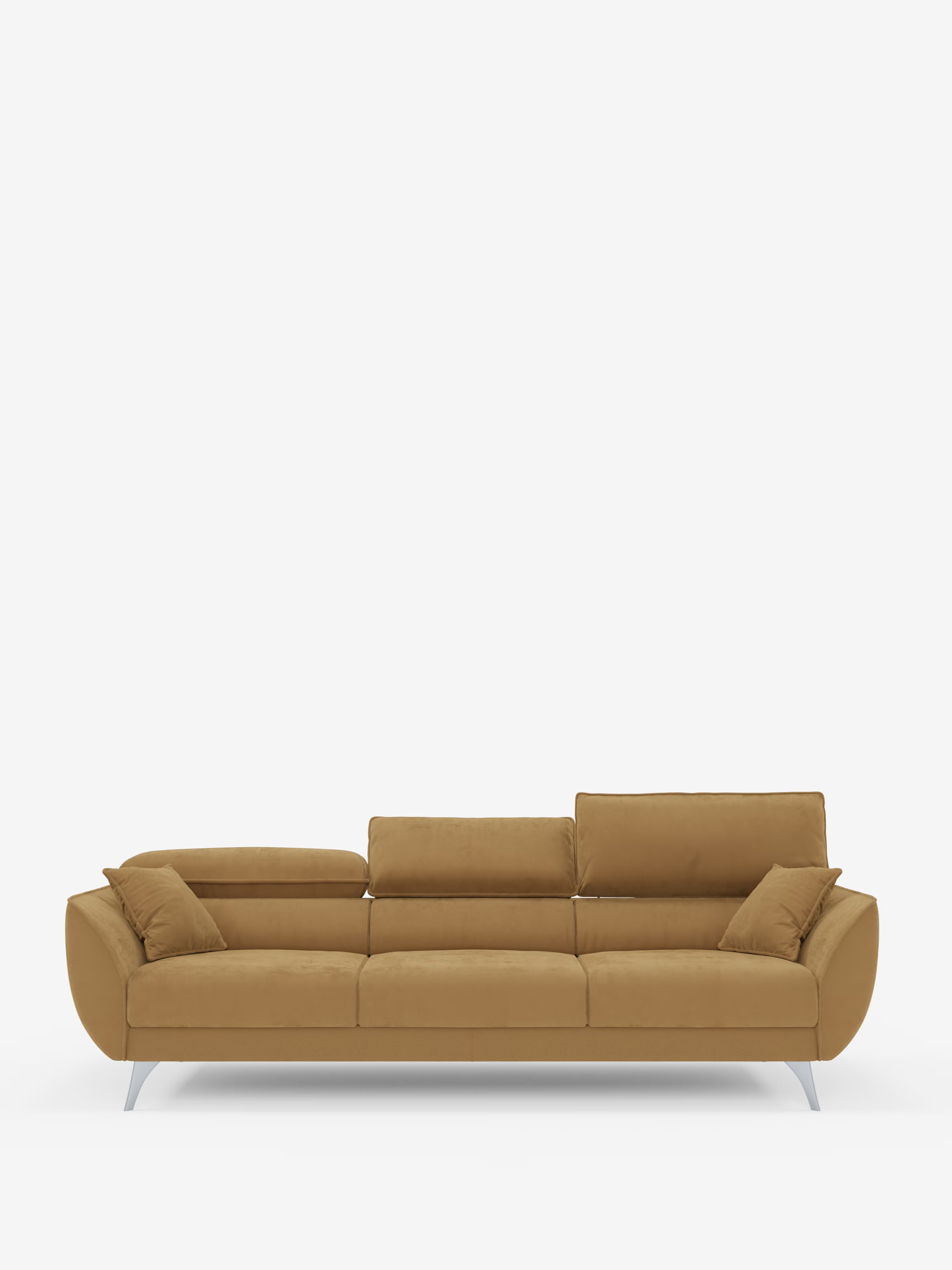 Il divano Michelangelo 4 Posti di Divani.Store è un divano contemporaneo realizzato in elegante tessuto vellutino T30 resistente alle macchie, dotato di tre sedute estensibili, due cuscini per i braccioli e poggiatesta regolabili. Poggiato su eleganti gambe in metallo e rifinito in una moderna tonalità di marrone, questo divano con sedute estensibili è perfetto per i soggiorni contemporanei.
