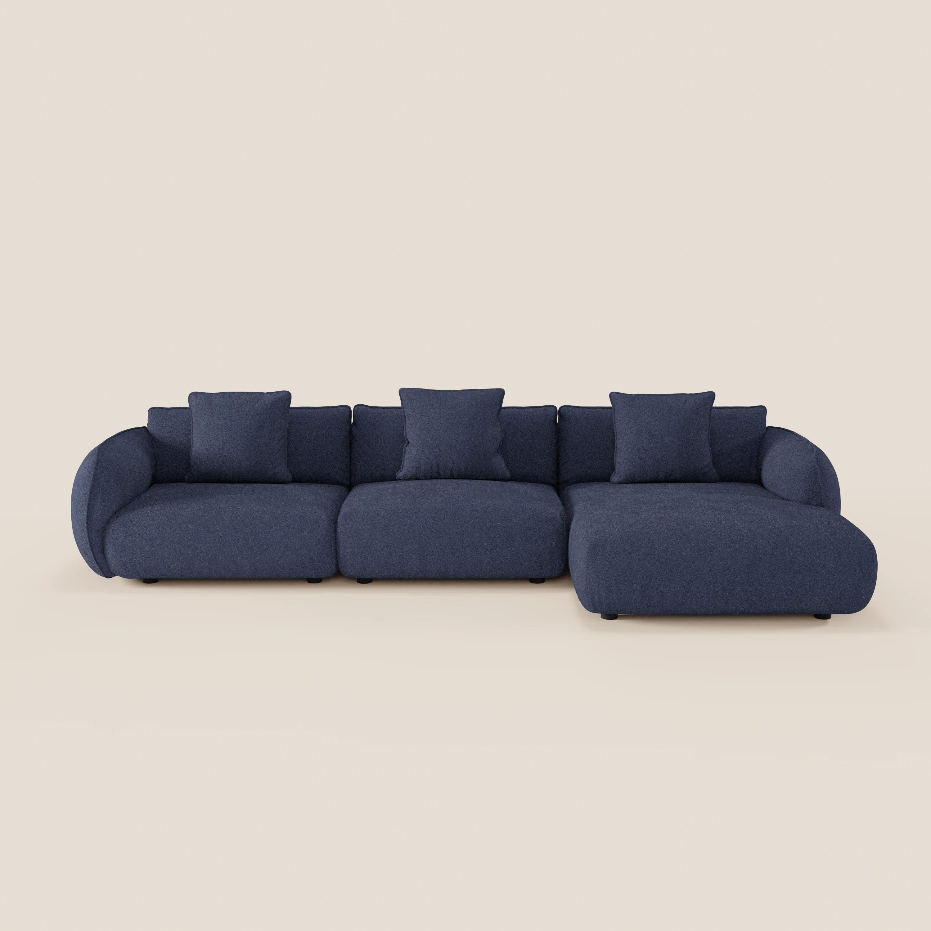 Nimbus divano con penisola componibile in morbido tessuto T33 - divani.store