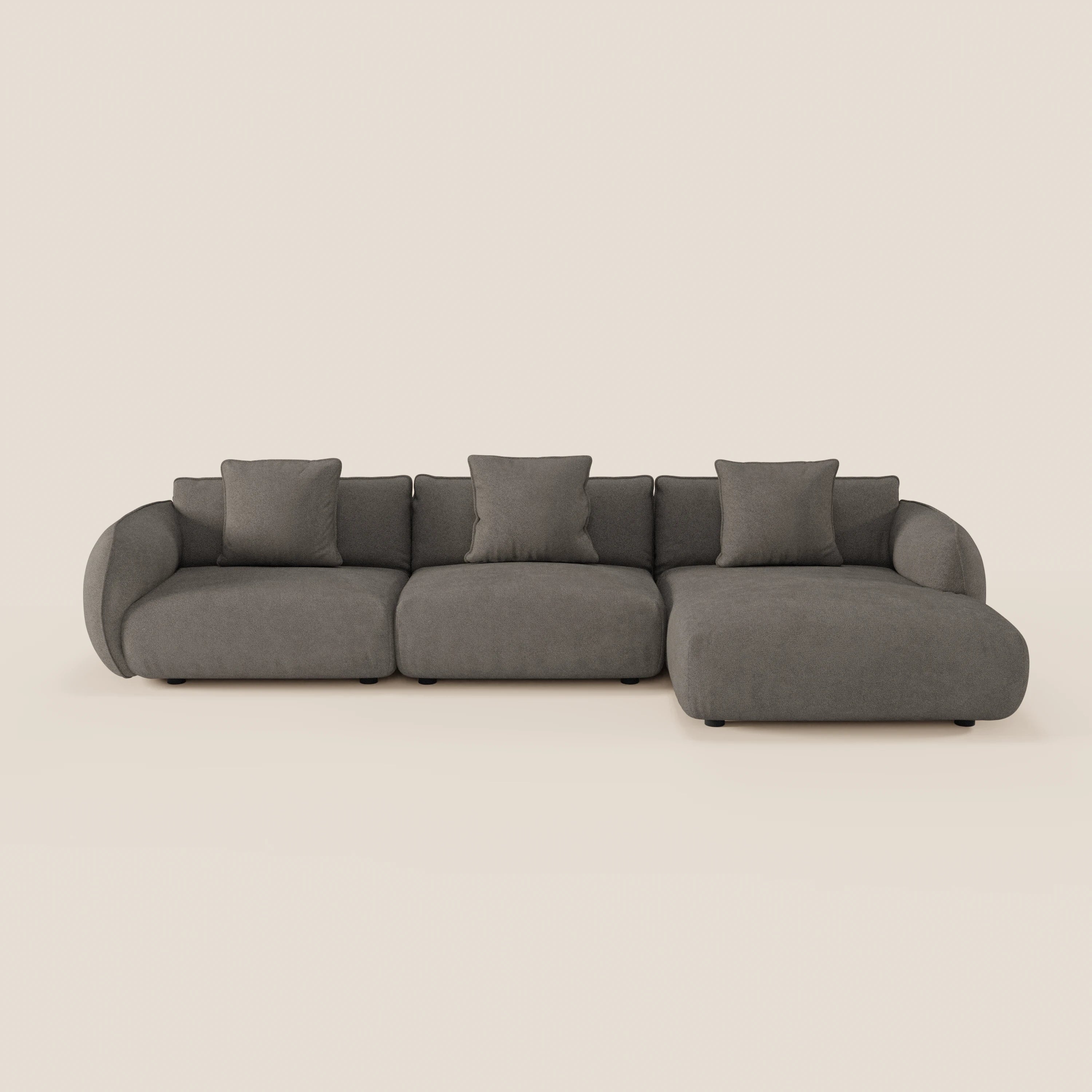 Nimbus divano con penisola componibile in morbido tessuto T33 - divani.store