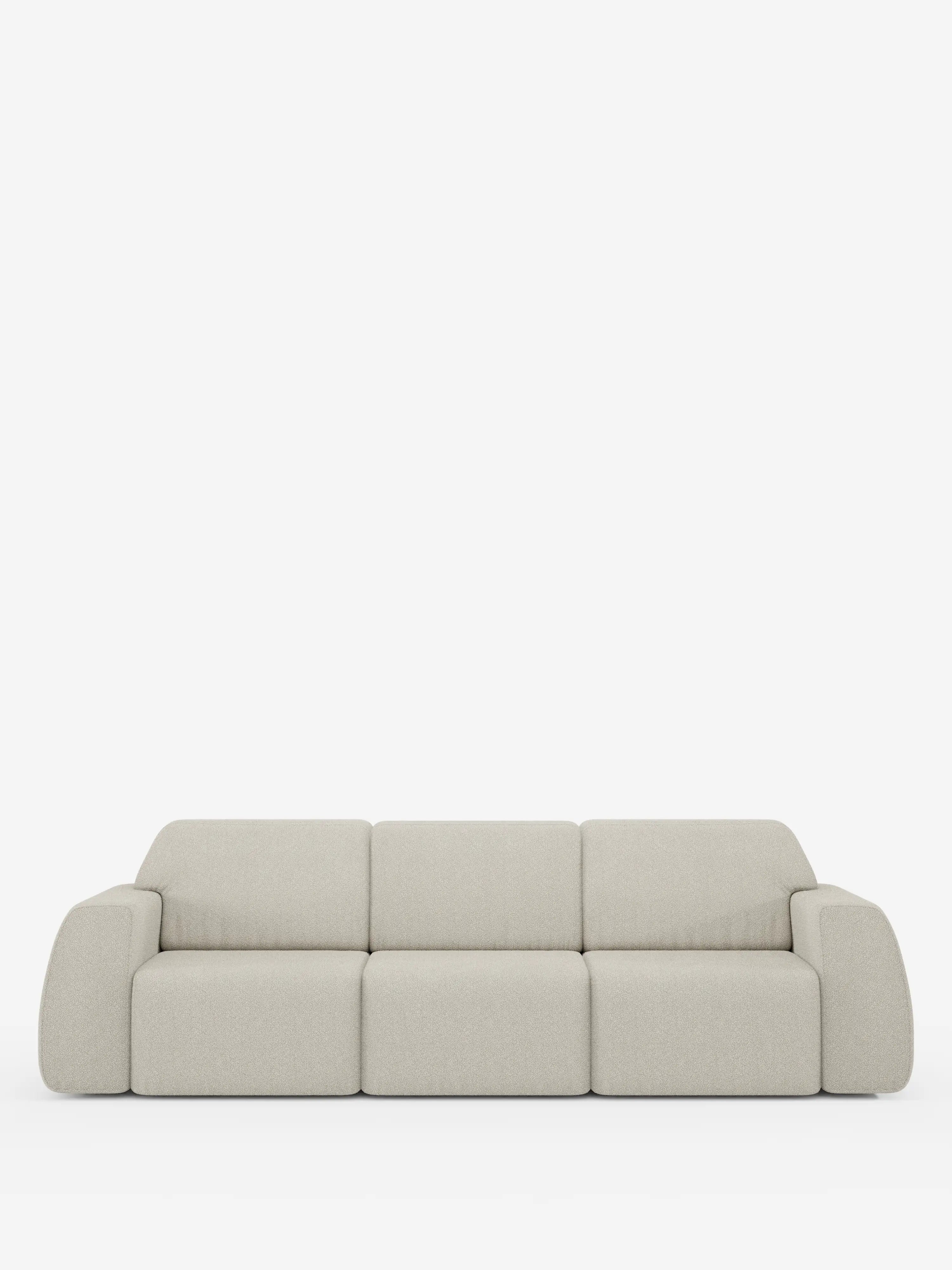 Orbit Sofa mit 3 verschiebbaren und ausziehbaren Sitzen aus schmutzabweisendem Stoff in Baumwolloptik T33