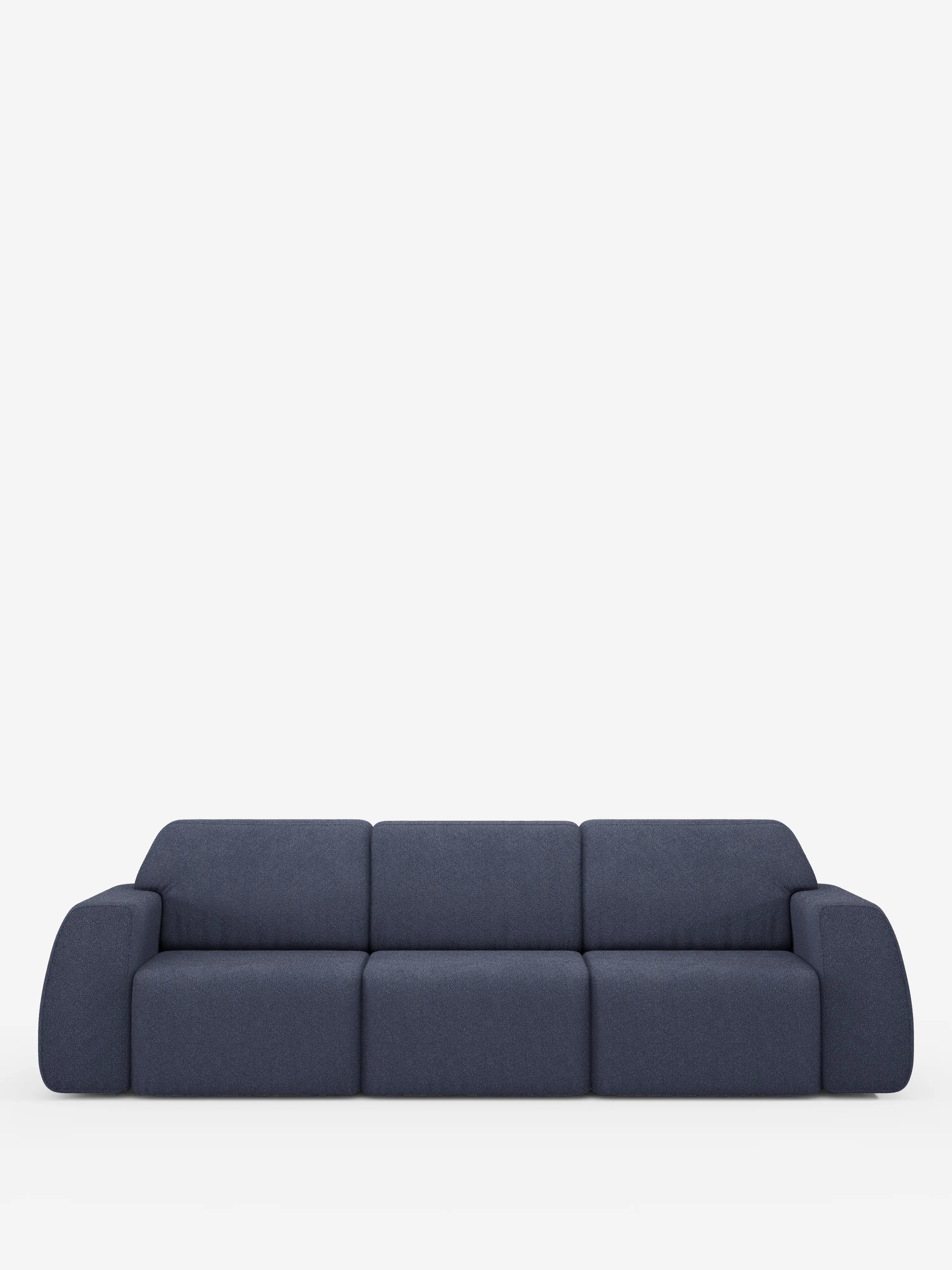 Orbit Sofa mit 3 verschiebbaren und ausziehbaren Sitzen aus schmutzabweisendem Stoff in Baumwolloptik T33