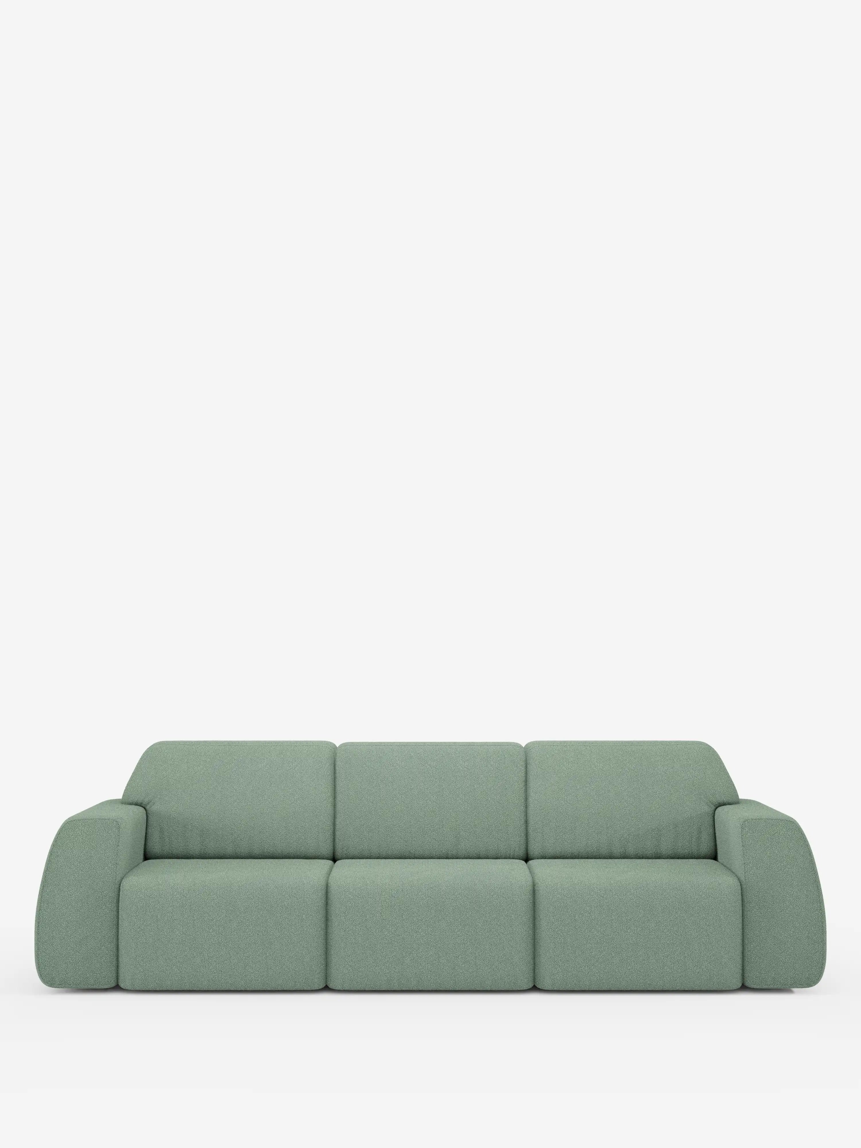 Orbit Sofa mit 3 verschiebbaren und ausziehbaren Sitzen aus schmutzabweisendem Stoff in Baumwolloptik T33