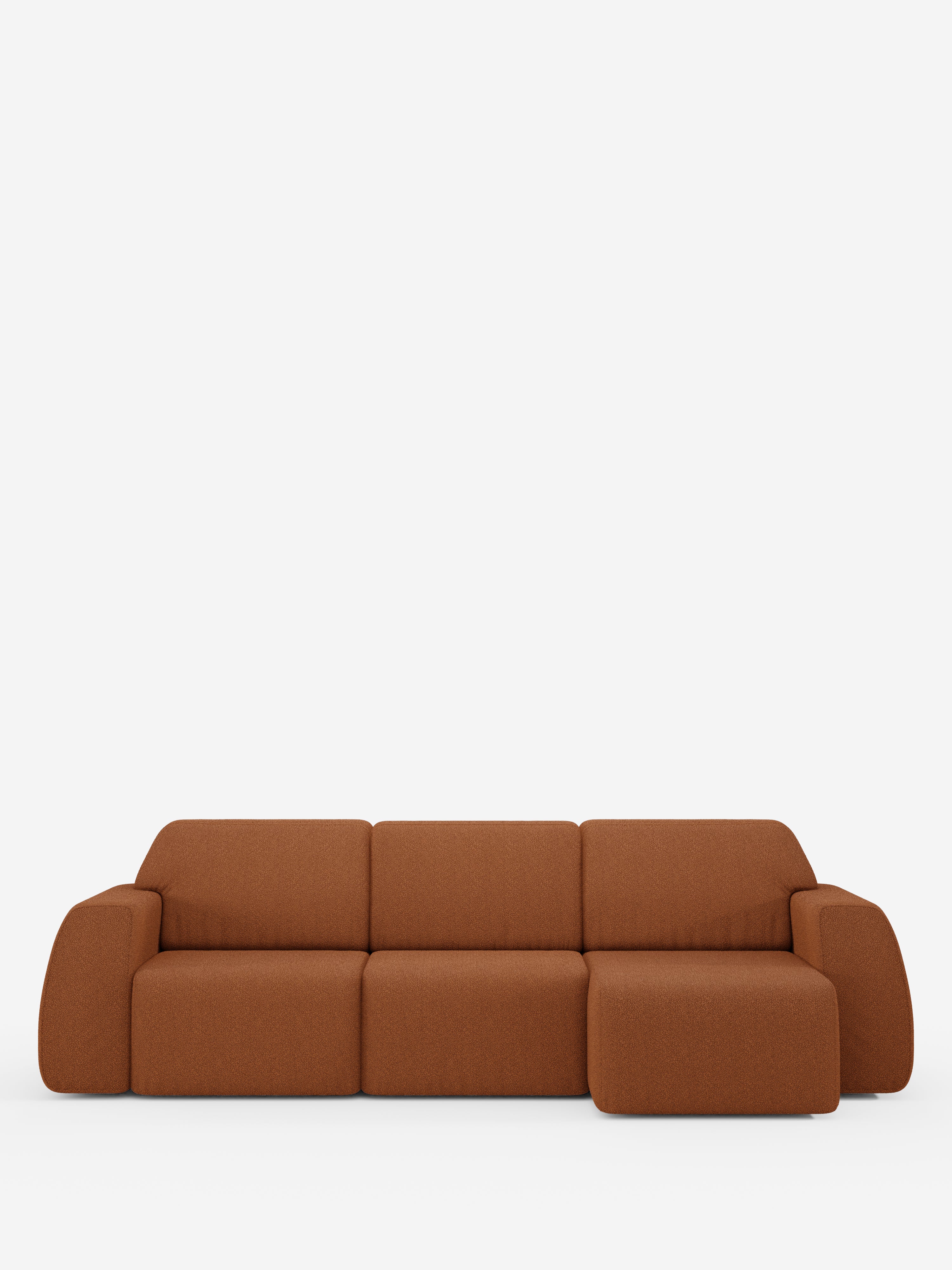 Orbit Ecksofa mit reversibler Ottomane und allen ausziehbaren Sitzflächen aus fleckenabweisendem Stoff in Baumwolloptik T33