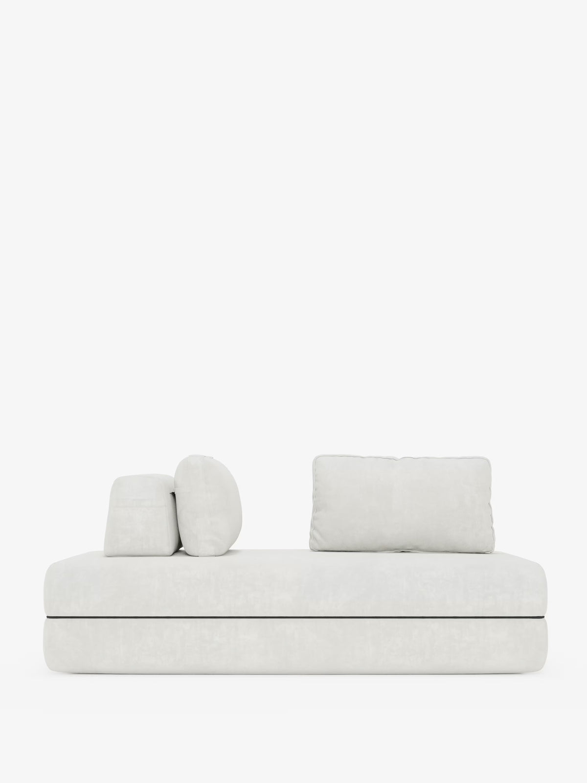 Scopri uno stile di vita pulito e contemporaneo con il divano letto matrimoniale Rift di Divani.Store: questo divano bianco in stile minimalista presenta una base bassa e rettangolare, due schienali rettangolari mobili posizionati sulla destra e due cuscini rotondi più piccoli sovrapposti sulla sinistra. Il suo sfondo bianco a tinta unita e il materasso in memory foam alto 24 cm, rivestito in tessuto T31 antimacchia, danno vita a un sistema di design moderno, ideale per qualsiasi casa di stile.