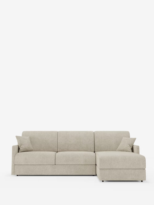 Tommy Schlafsofa mit Chaiselongue mit Stauraum - minimalistisches Design und abziehbar, aus fleckenabweisendem Stoff in Baumwolloptik T33