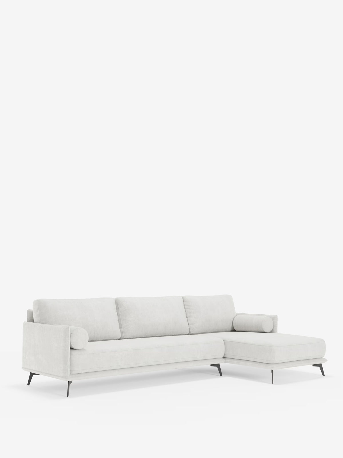 Basalto – Modernes Ecksofa mit Halbinsel– Metallgestell und daunenkissenmit fleckenabweisendem Bezug T31