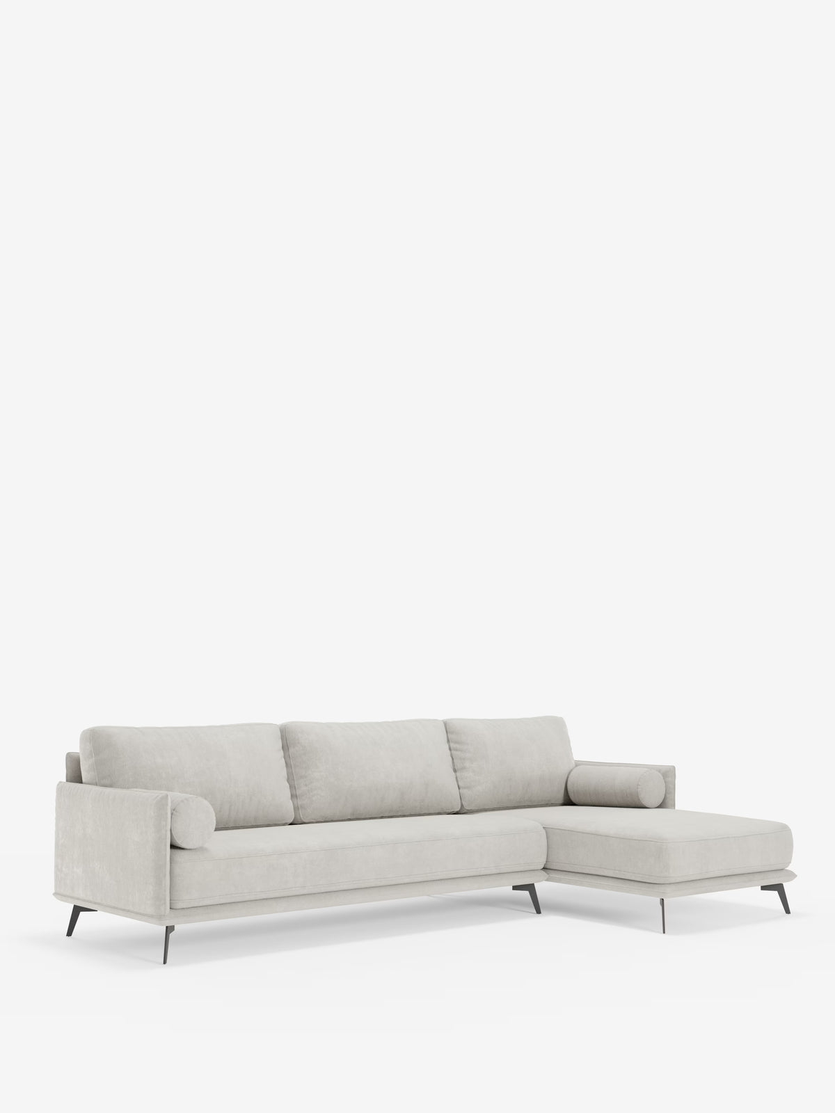 Basalto – Modernes Ecksofa mit Halbinsel– Metallgestell und daunenkissenmit fleckenabweisendem Bezug T31