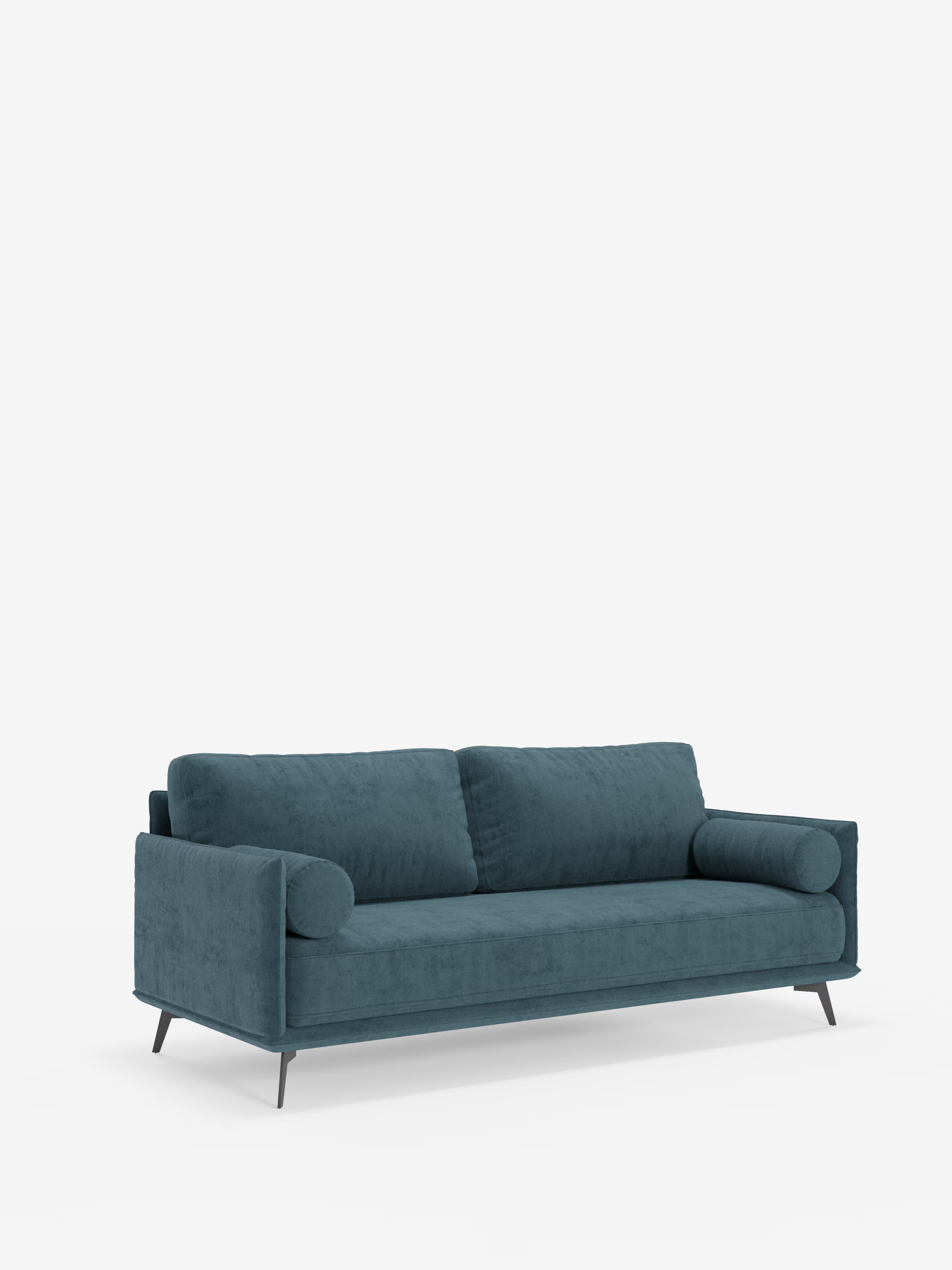 Basalto – Linear 2- oder 3-Sitzer-Sofa mit einzigen Sitzfläche und Metallgestell, bezogen mit fleckenabweisendem Stoff T31