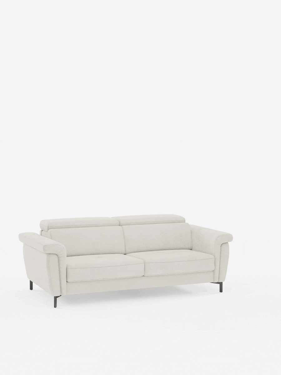Capri – Design-Schlafsofa mit hohen Füßen – verstellbare Kopfstützen aus edlem, fleckenabweisendem Stoff in Samtstoff T30