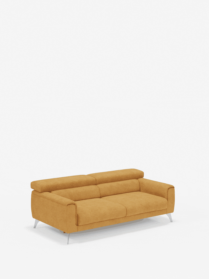 Caravaggio Sofa mit 2 und 3 Sitzplätzen, mit ausziehbaren Sitzflächen und verstellbaren Kopfstützen, in elegantem fleckenabweisendem Stoff T31