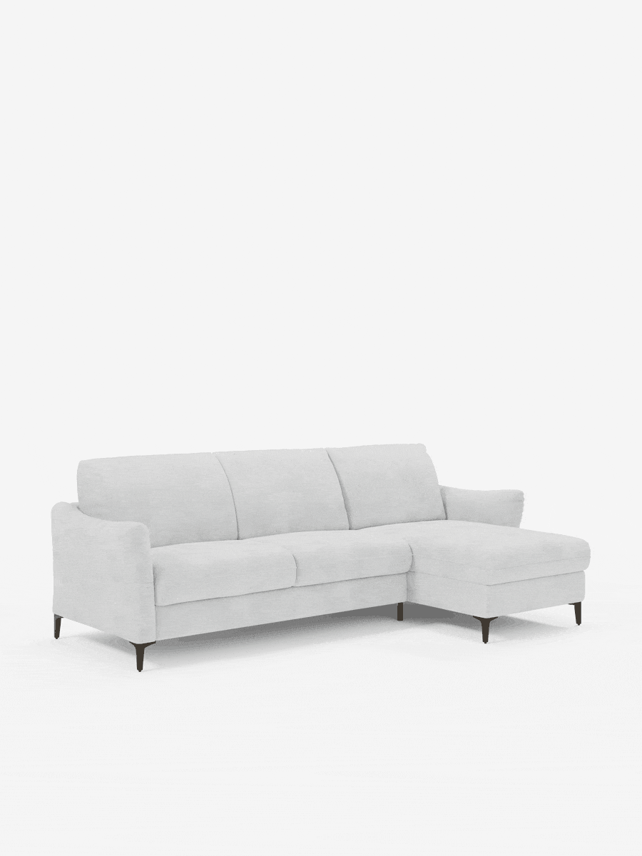 Dalia schlafsofa mit Chaiselongue mit Stauraum und Matratze 18 cm hoch – hohe Füße und fleckenabweisender Stoff T30