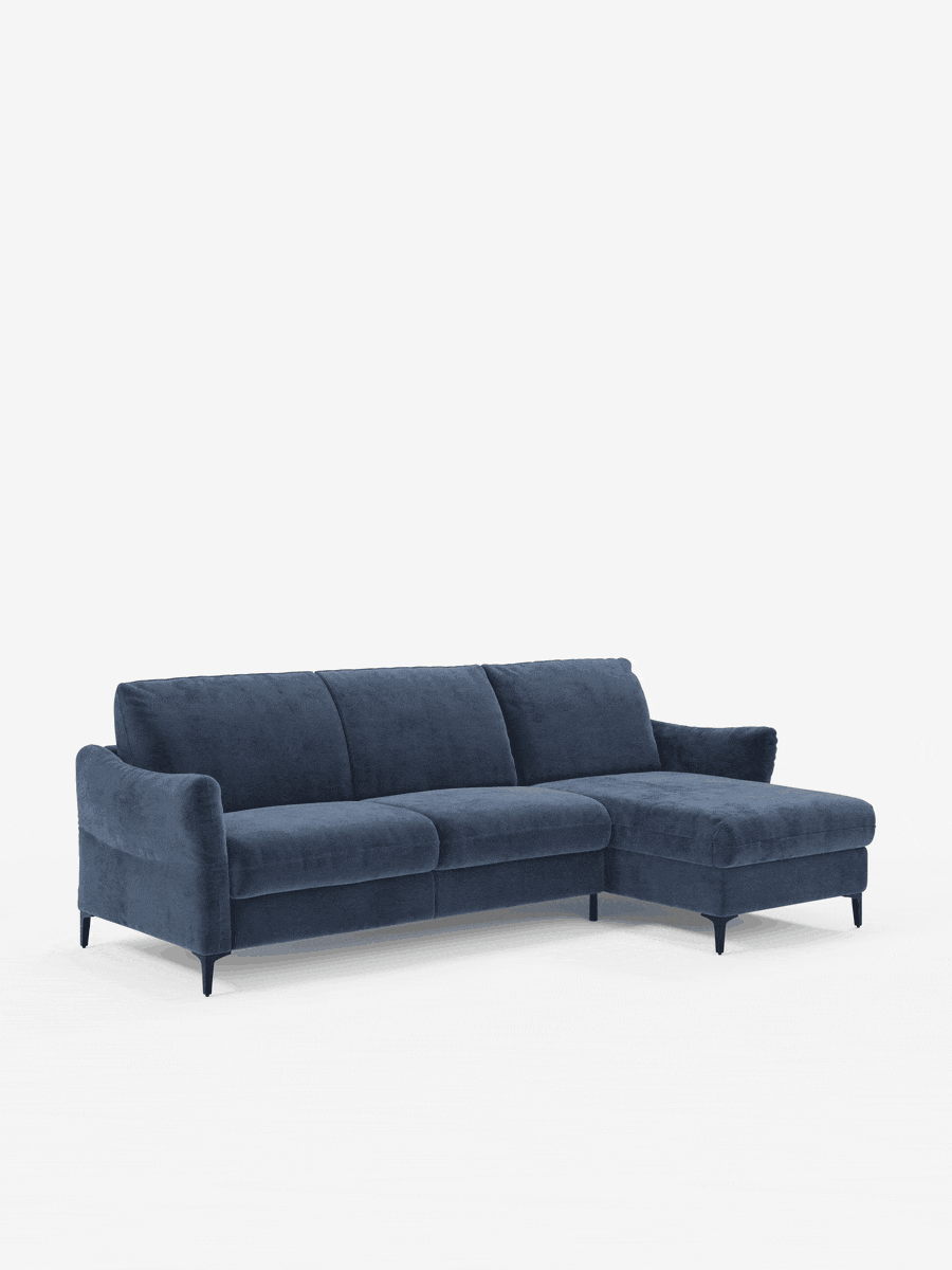 Dalia schlafsofa mit Chaiselongue mit Stauraum und Matratze 18 cm hoch – hohe Füße und fleckenabweisender Stoff T30