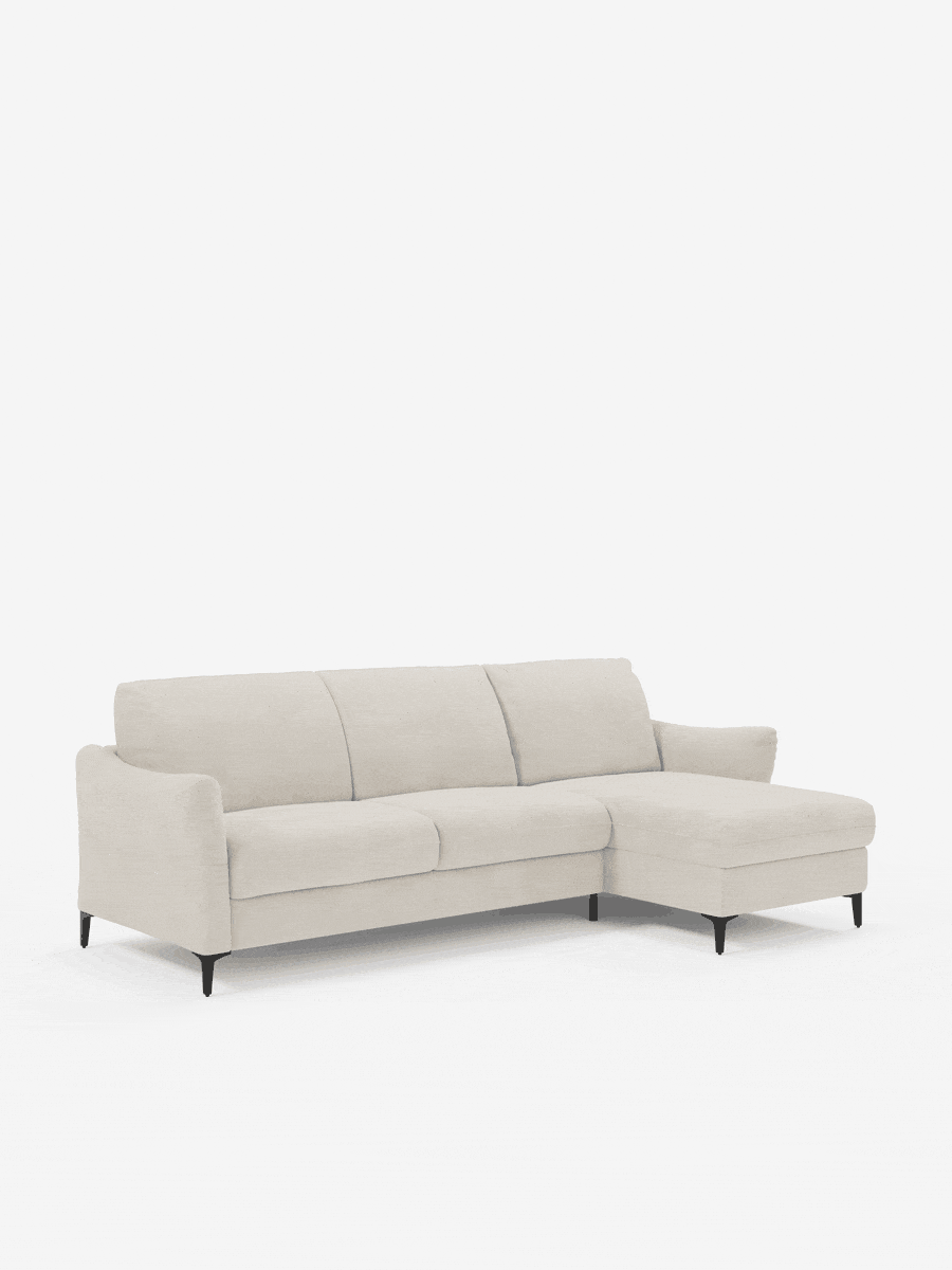 Dalia schlafsofa mit Chaiselongue mit Stauraum und Matratze 18 cm hoch – hohe Füße und fleckenabweisender Stoff T30