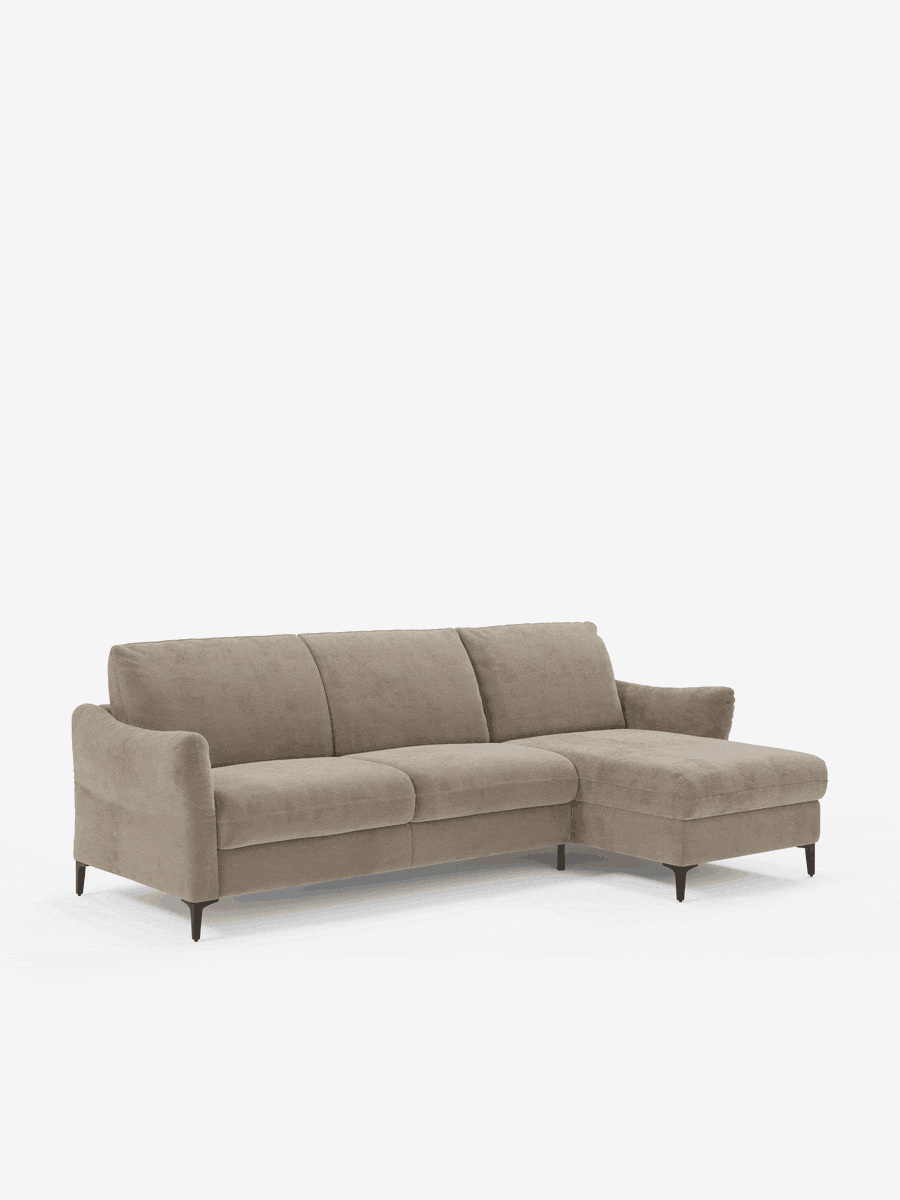 Dalia schlafsofa mit Chaiselongue mit Stauraum und Matratze 18 cm hoch – hohe Füße und fleckenabweisender Stoff T30
