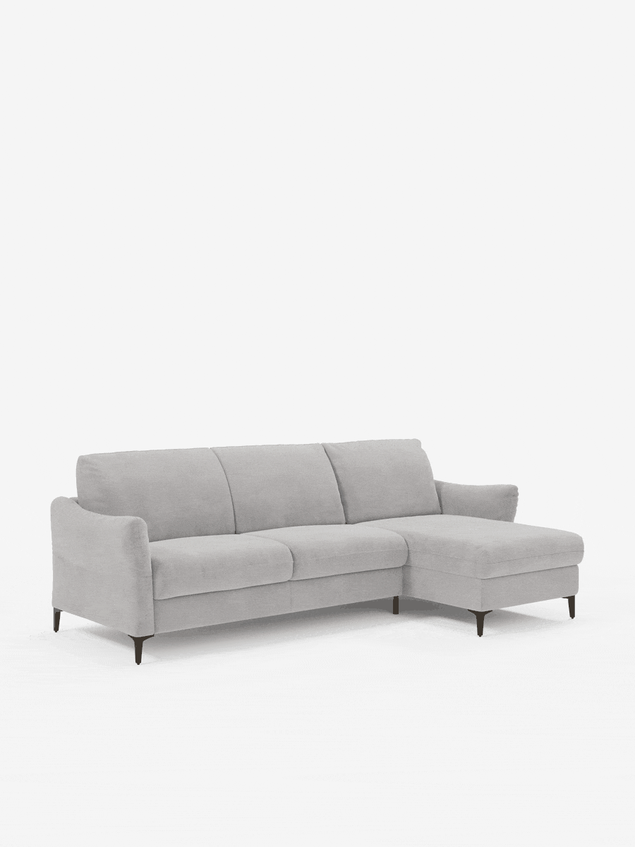 Dalia schlafsofa mit Chaiselongue mit Stauraum und Matratze 18 cm hoch – hohe Füße und fleckenabweisender Stoff T30