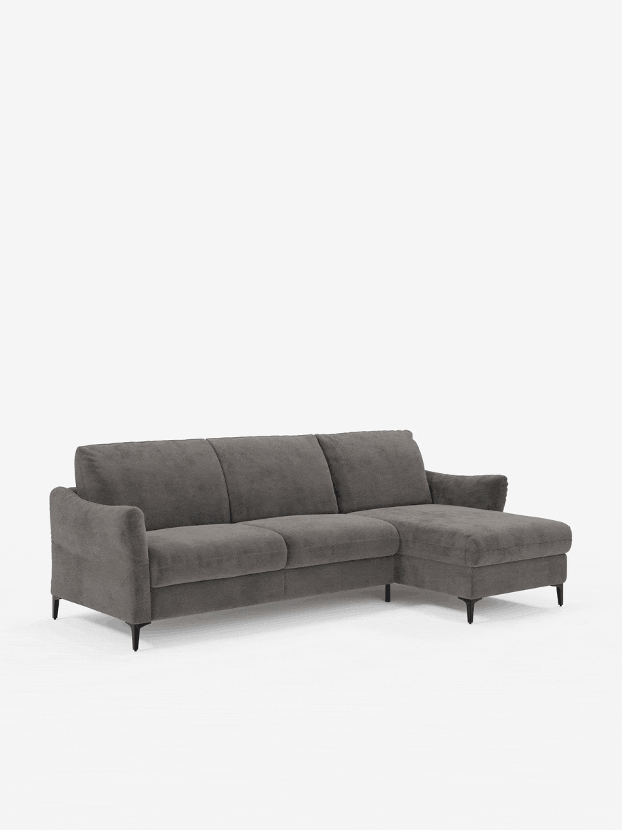 Dalia schlafsofa mit Chaiselongue mit Stauraum und Matratze 18 cm hoch – hohe Füße und fleckenabweisender Stoff T30