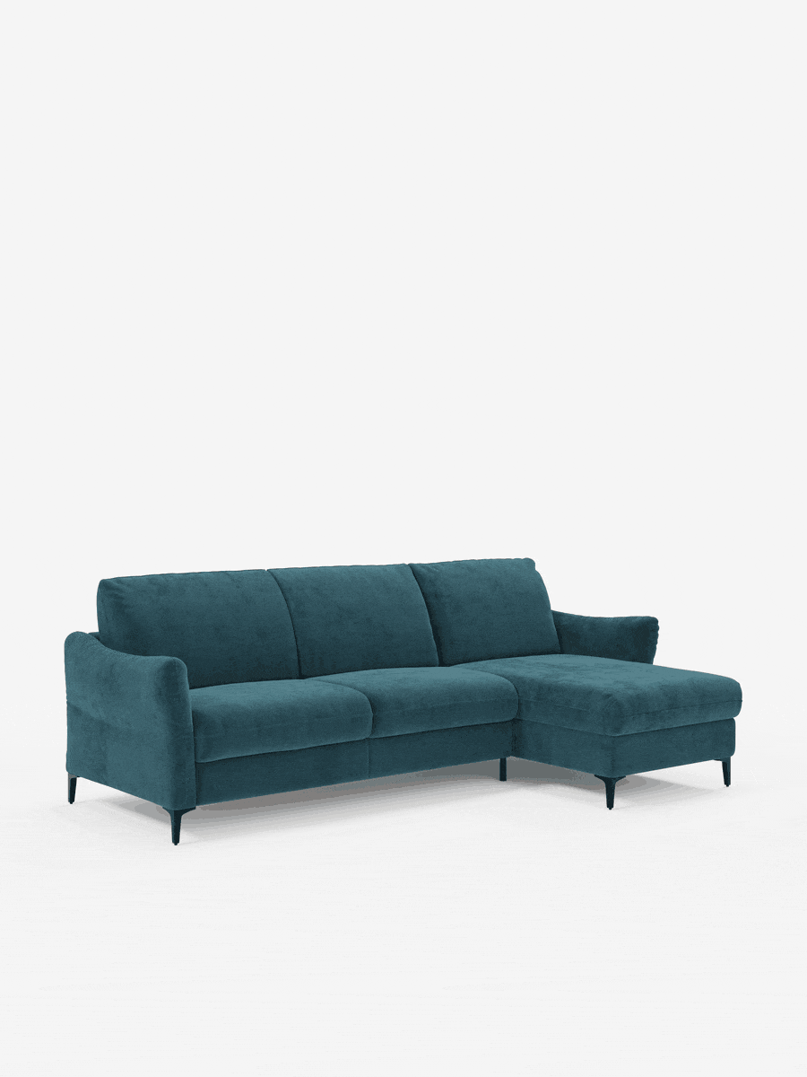 Dalia schlafsofa mit Chaiselongue mit Stauraum und Matratze 18 cm hoch – hohe Füße und fleckenabweisender Stoff T30