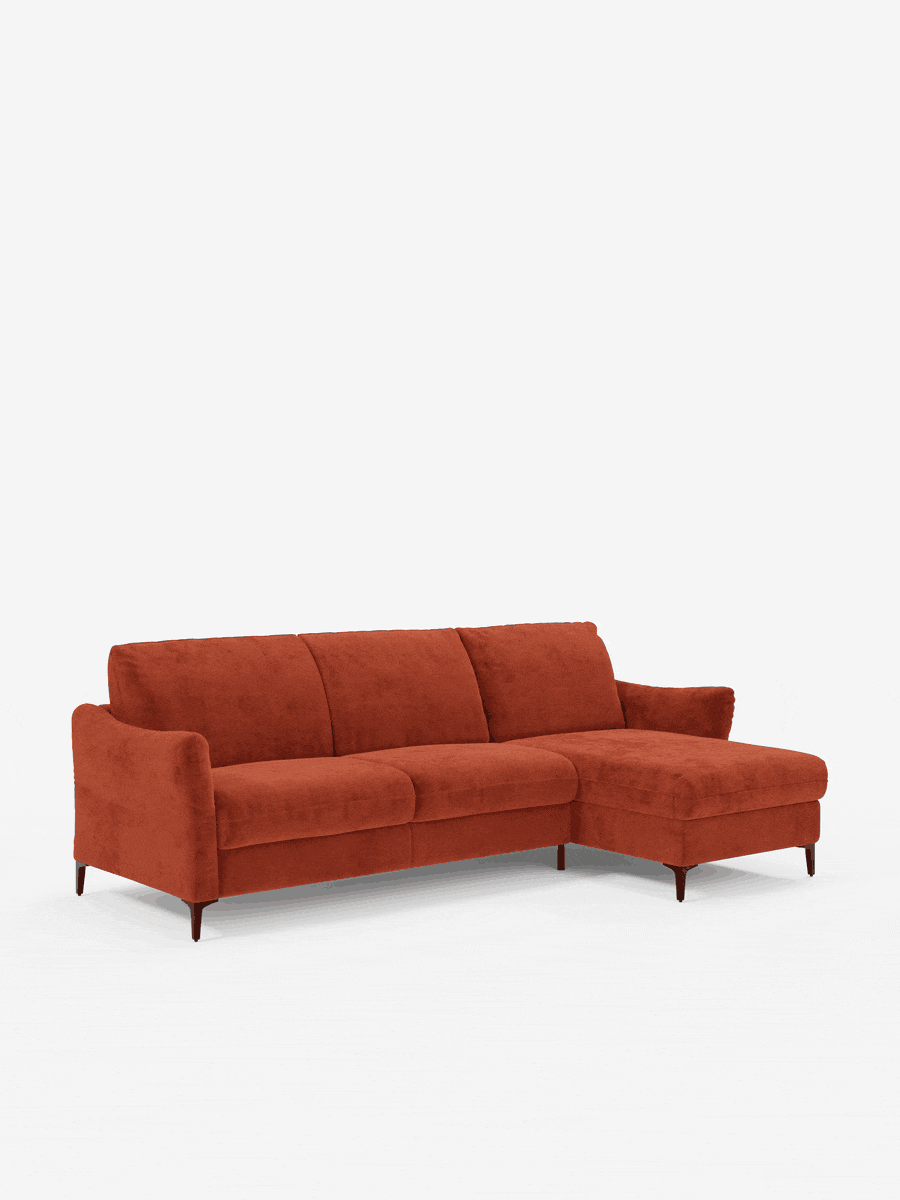 Dalia schlafsofa mit Chaiselongue mit Stauraum und Matratze 18 cm hoch – hohe Füße und fleckenabweisender Stoff T30