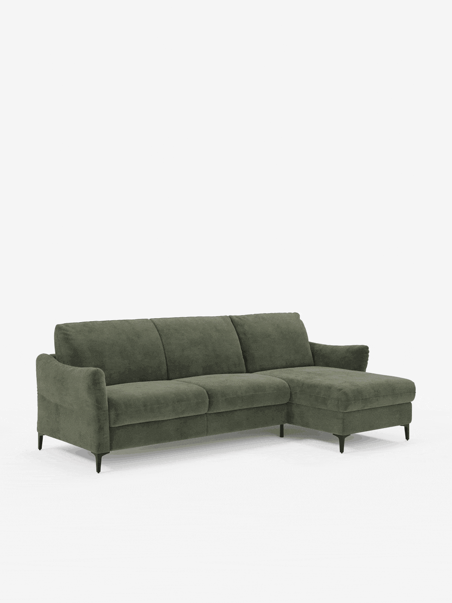 Dalia schlafsofa mit Chaiselongue mit Stauraum und Matratze 18 cm hoch – hohe Füße und fleckenabweisender Stoff T30