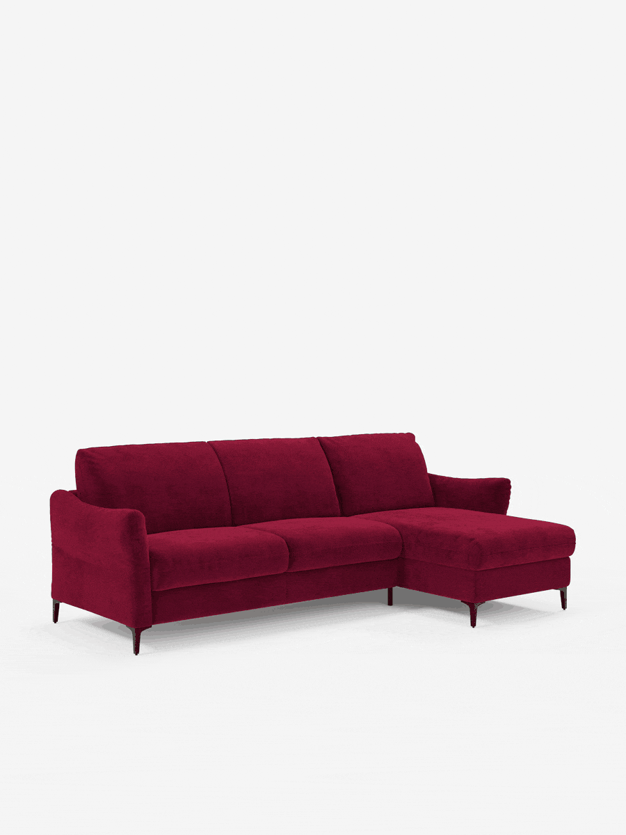Dalia schlafsofa mit Chaiselongue mit Stauraum und Matratze 18 cm hoch – hohe Füße und fleckenabweisender Stoff T30