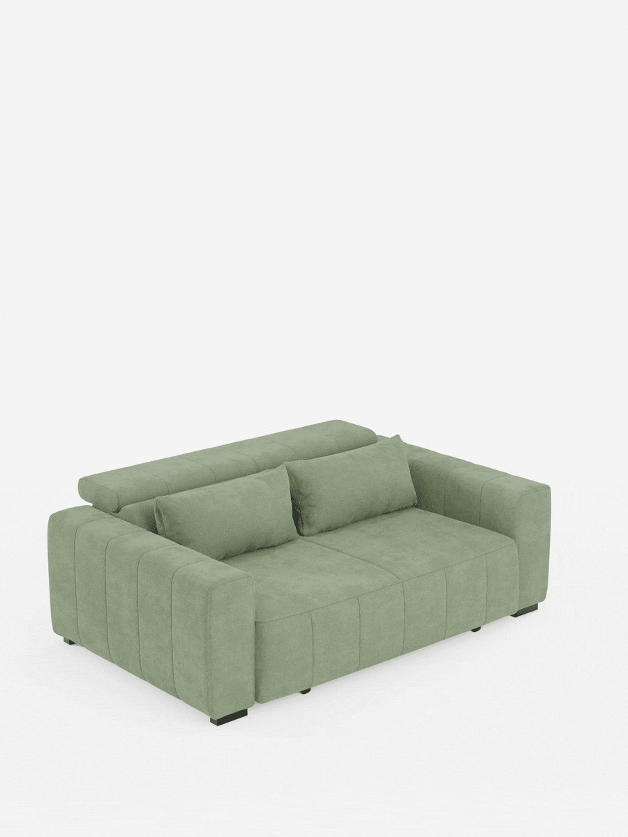 Doric 3-Sitzer-Sofa mit ausziehbaren Sitzen dank elektrischer Relaxfunktion – verstellbare Kopfstütze aus fleckenabweisendem Stoff T23