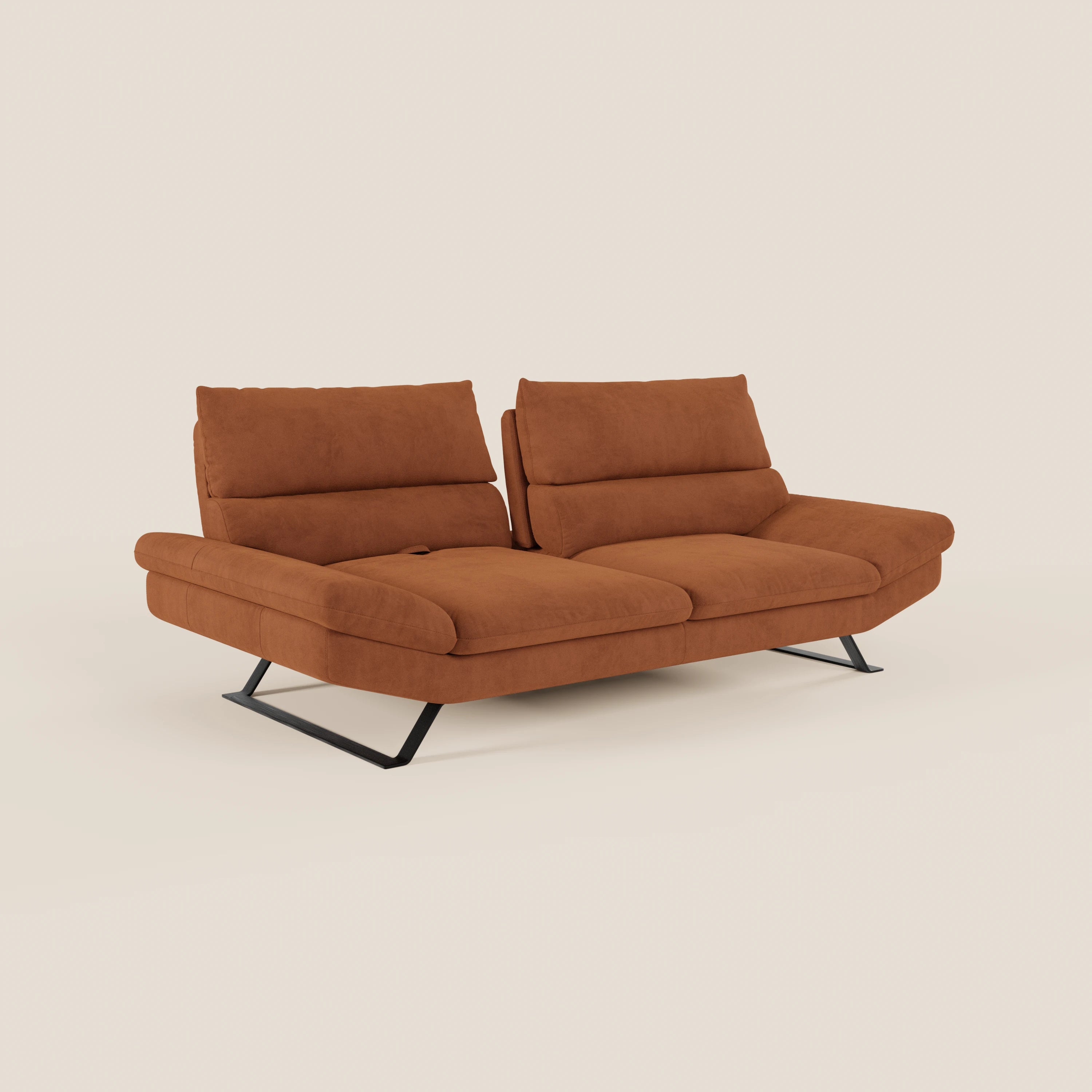 Eclipse Divano dal design moderno 2 e 3 posti con schienali traslanti - piedini alti in elegante microfibra smacchiabile T11 - divani.store