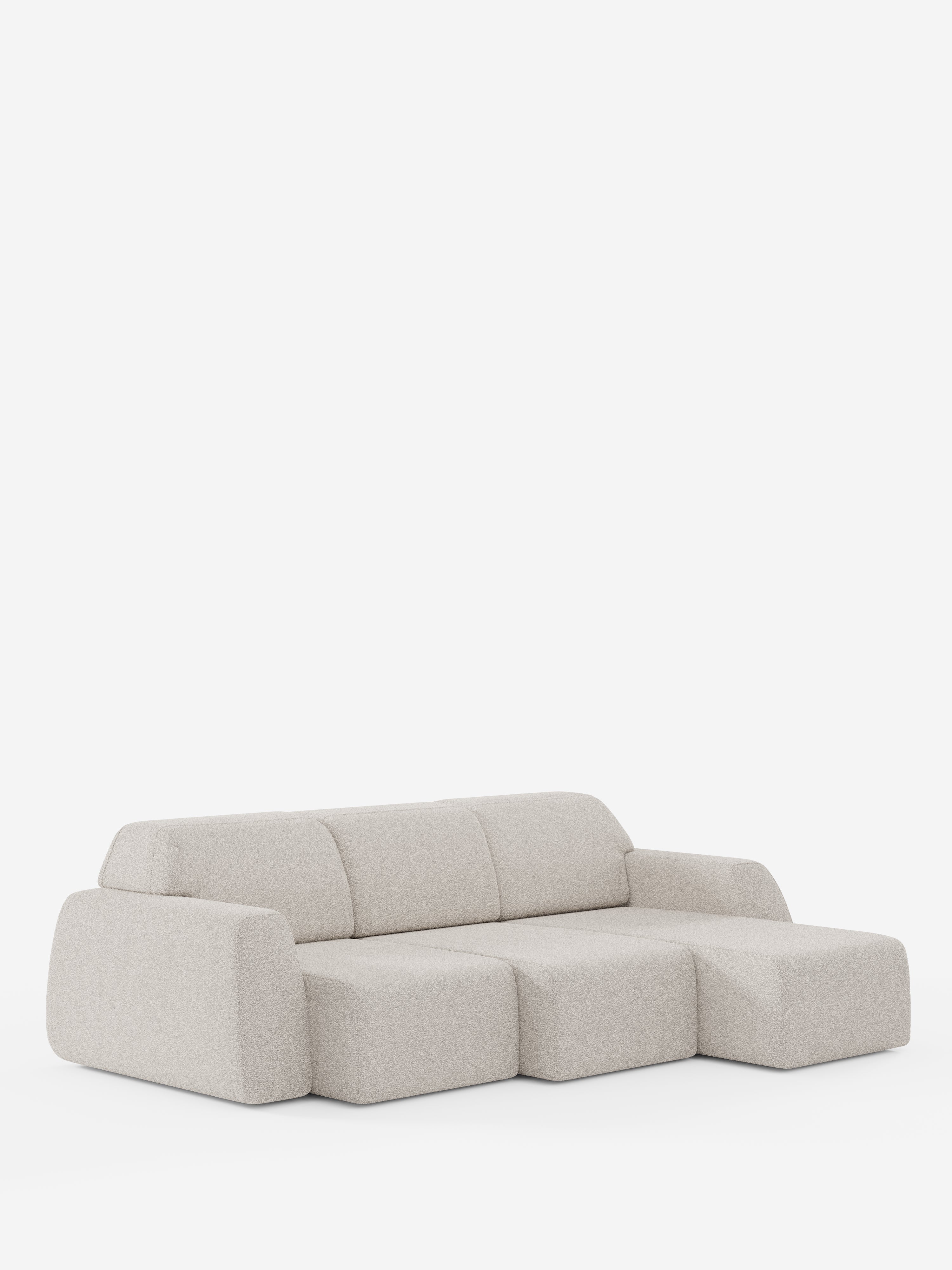 Orbit Ecksofa mit reversibler Ottomane und allen ausziehbaren Sitzflächen aus fleckenabweisendem Stoff in Baumwolloptik T33