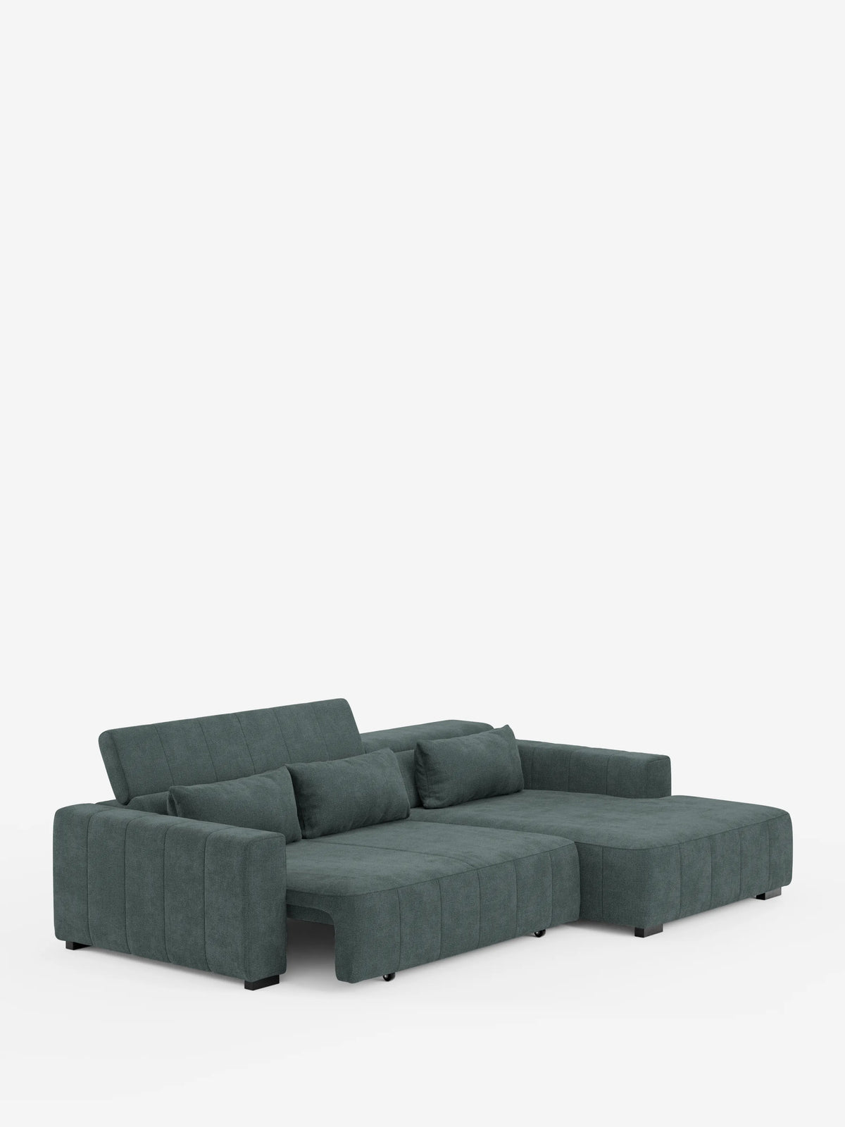 Doric Divano angolare con penisola e sedute allungabili con relax elettrico - poggiatesta reclinabili in tessuto smacchiabile T23